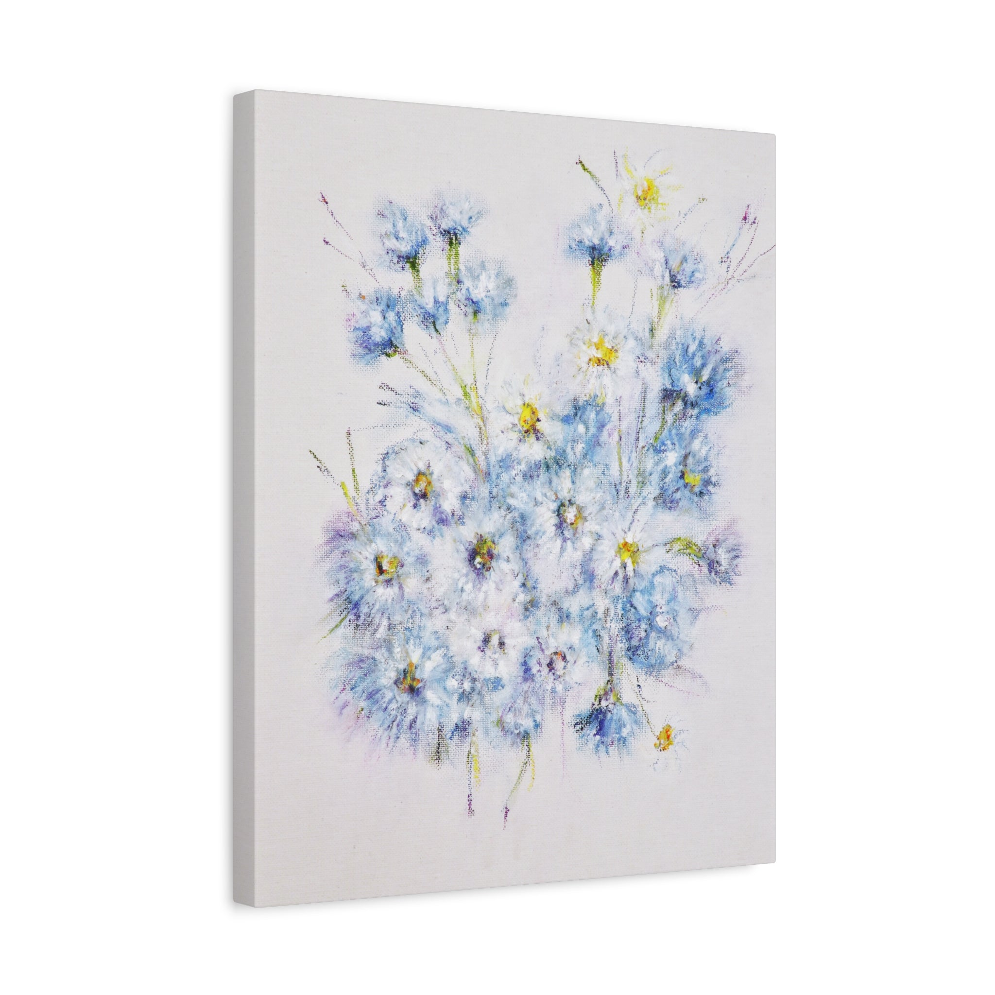 Blue Wildflower Bouquet Matte Canvas Wall Art — Stretched 1.25"