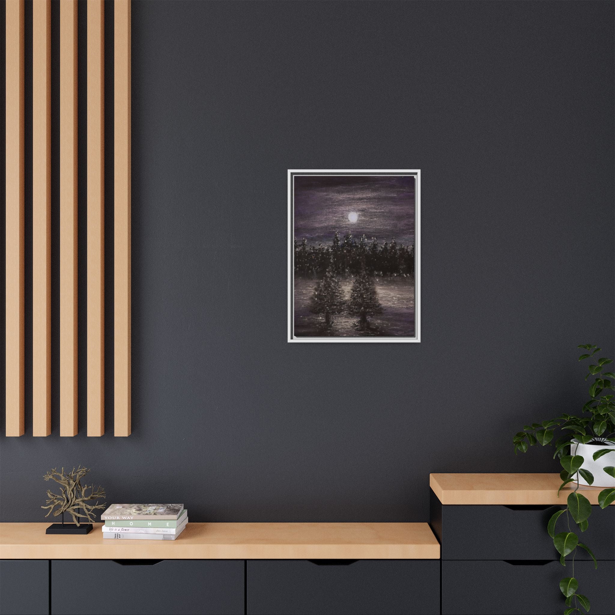 Moonlit Forest Matte Canvas Print — Framed Wall Art