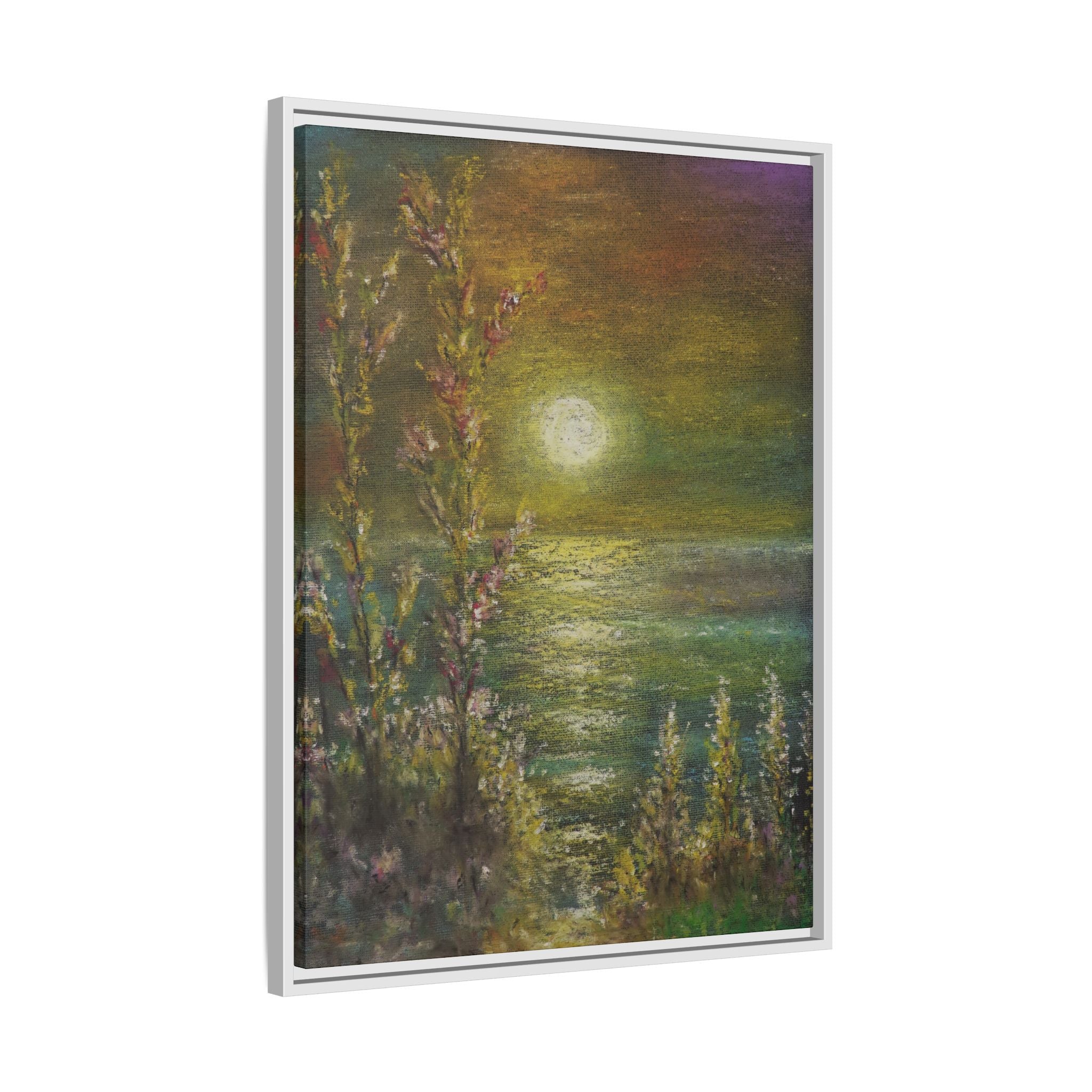 Framed Matte Canvas Print — Tranquil Moonlit Seascape