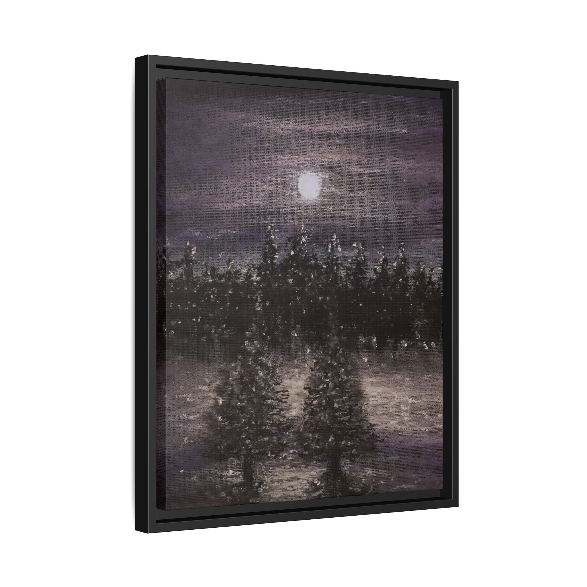 Moonlit Forest Matte Canvas Print — Framed Wall Art