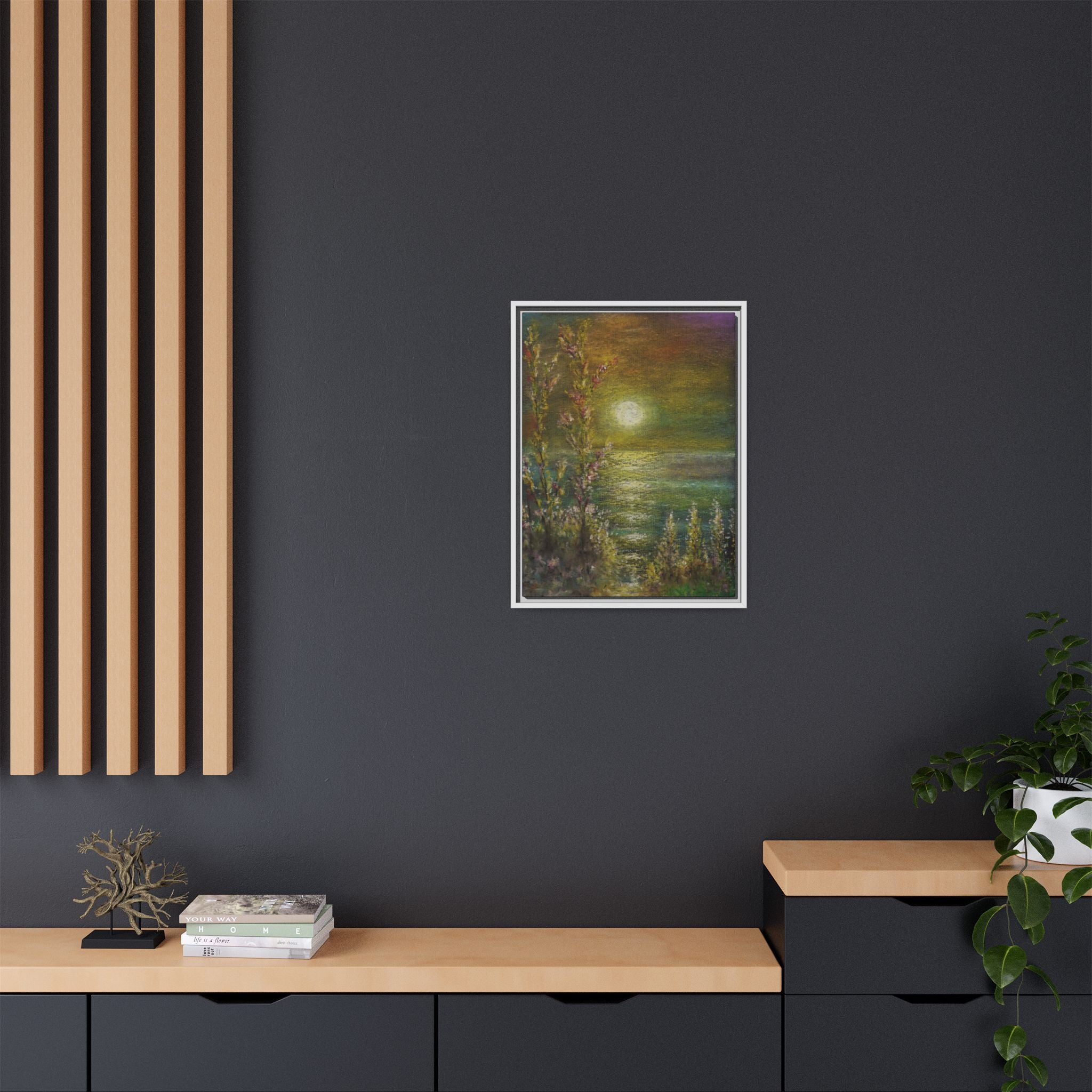 Framed Matte Canvas Print — Tranquil Moonlit Seascape