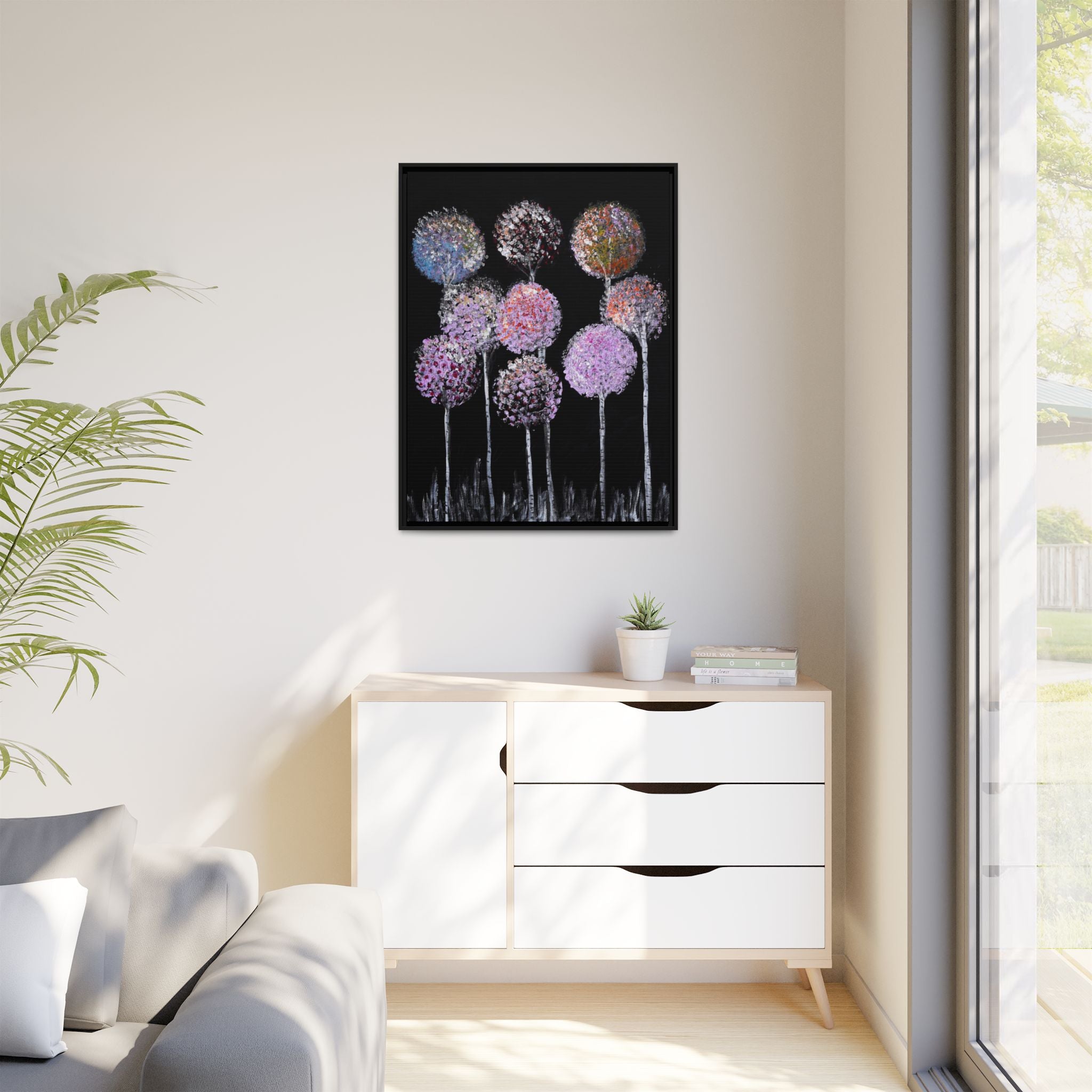 Framed Matte Canvas-Pastel Floral Art