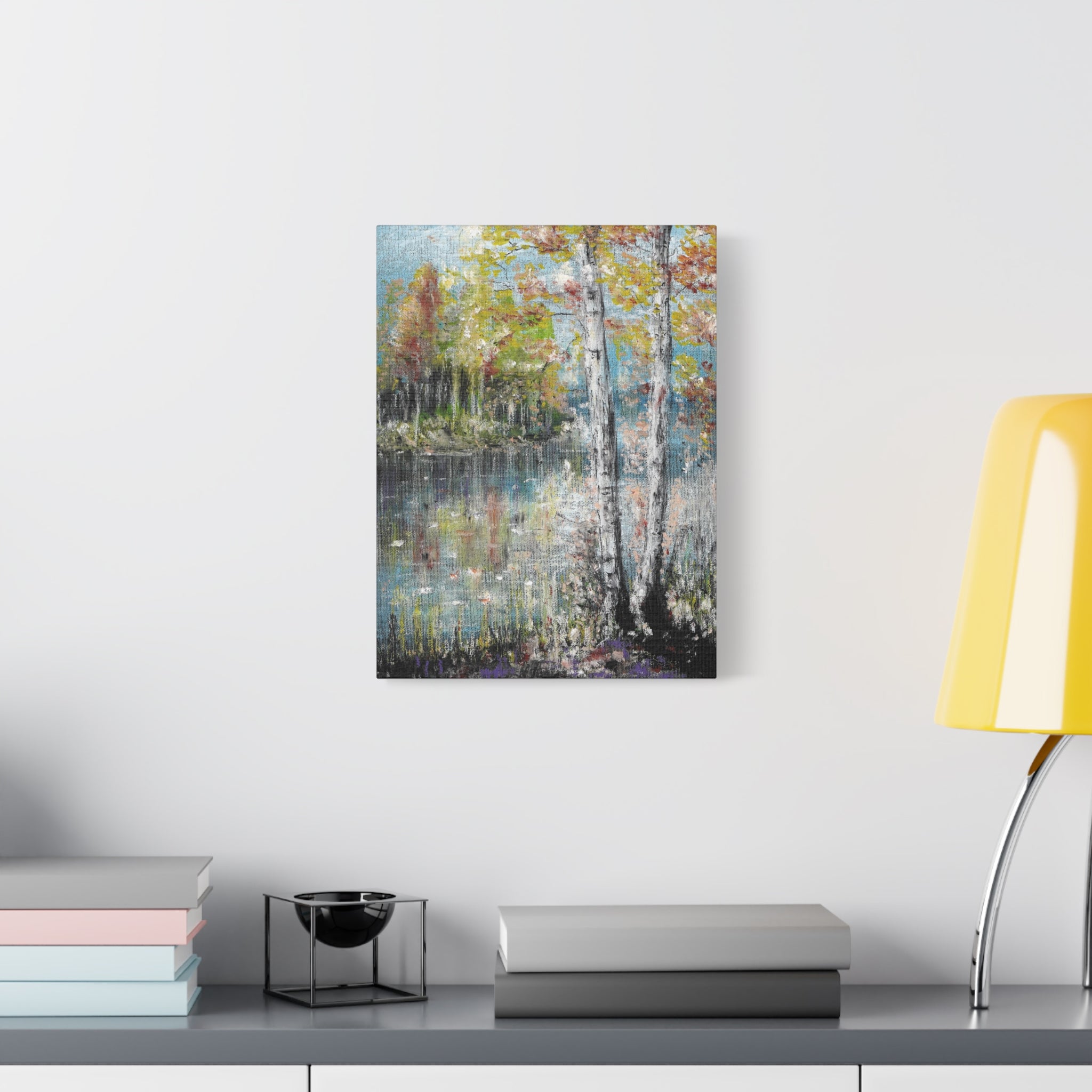 Trees by the Lake – Matte Stretched Canvas Wall Art