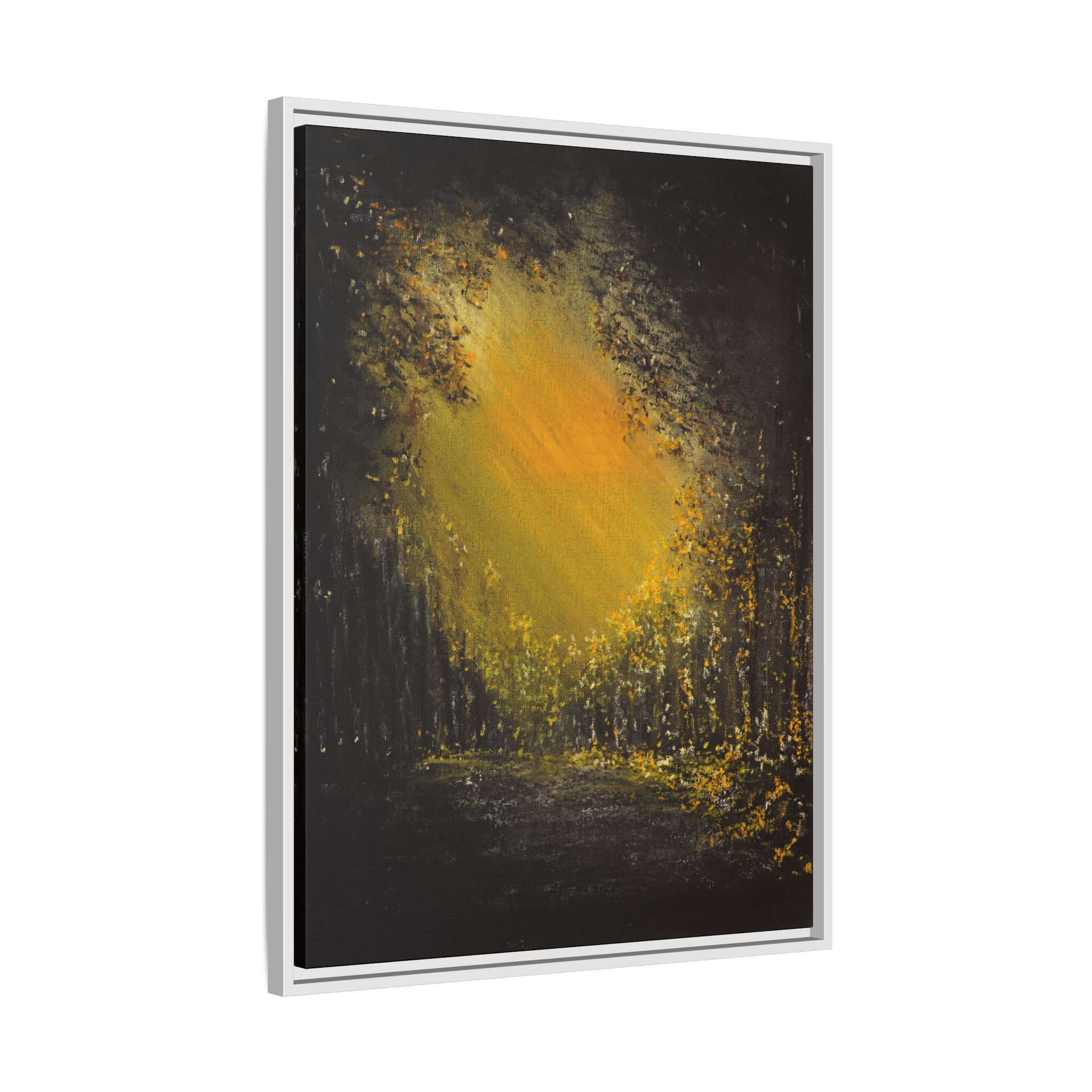 Framed Matte Canvas Wall Art — Golden Forest Glow