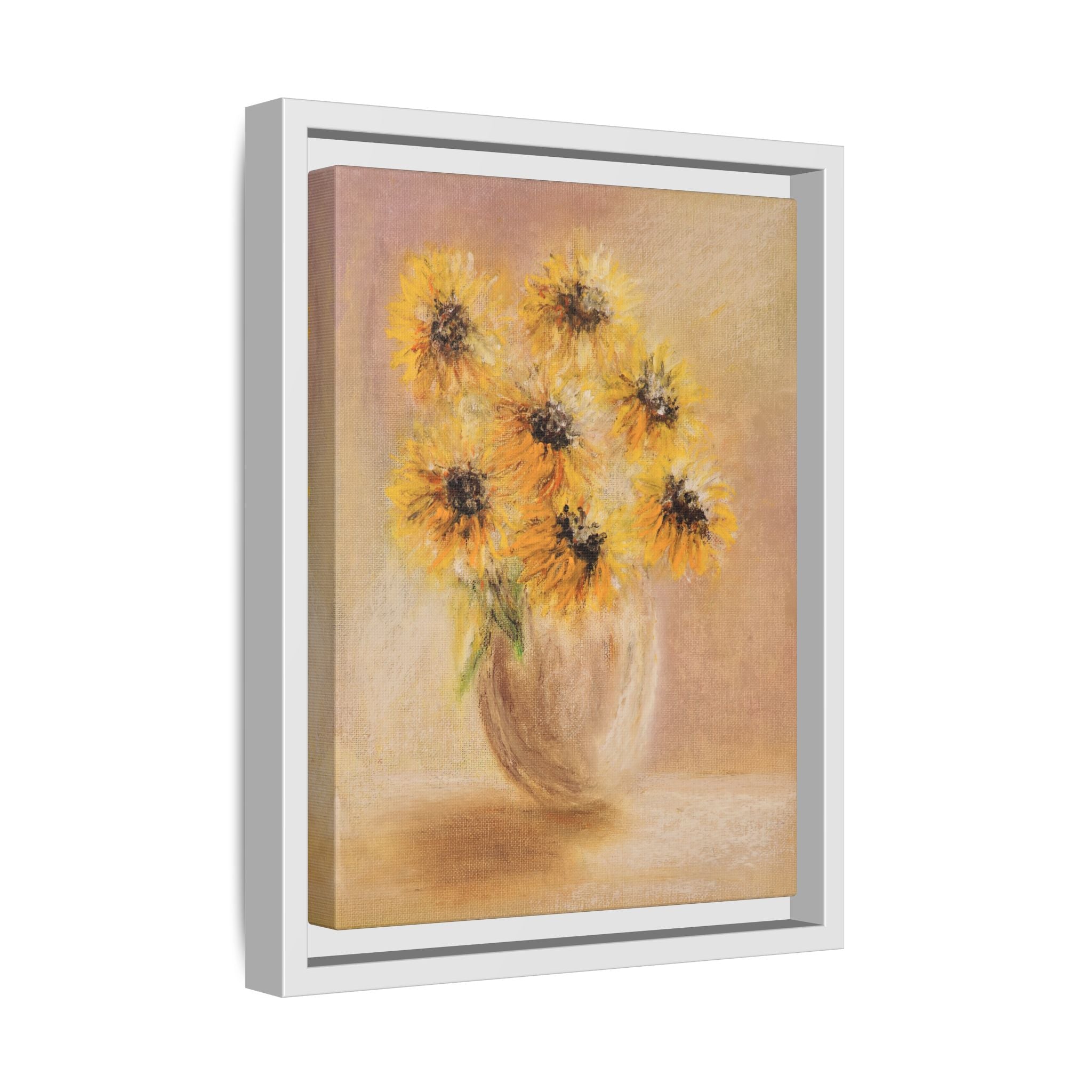 Framed Sunflower Vase — Matte Canvas Wall Art