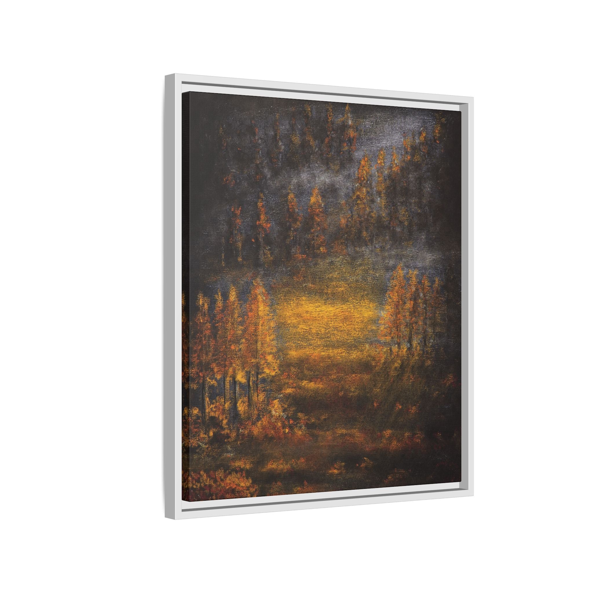 Autumn Glow Landscape - Framed Matte Canvas Wall Art