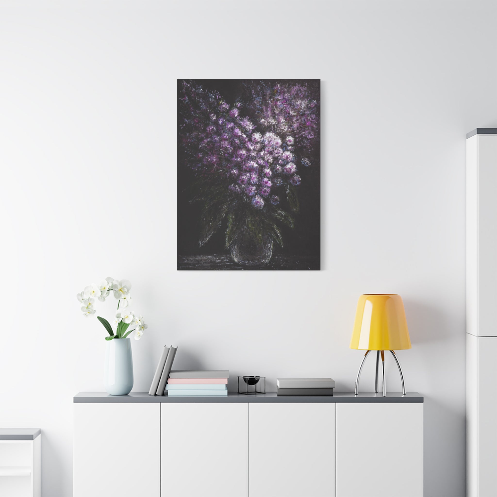 Purple Floral Bouquet Canvas Art - Matte Stretched Wall Decor