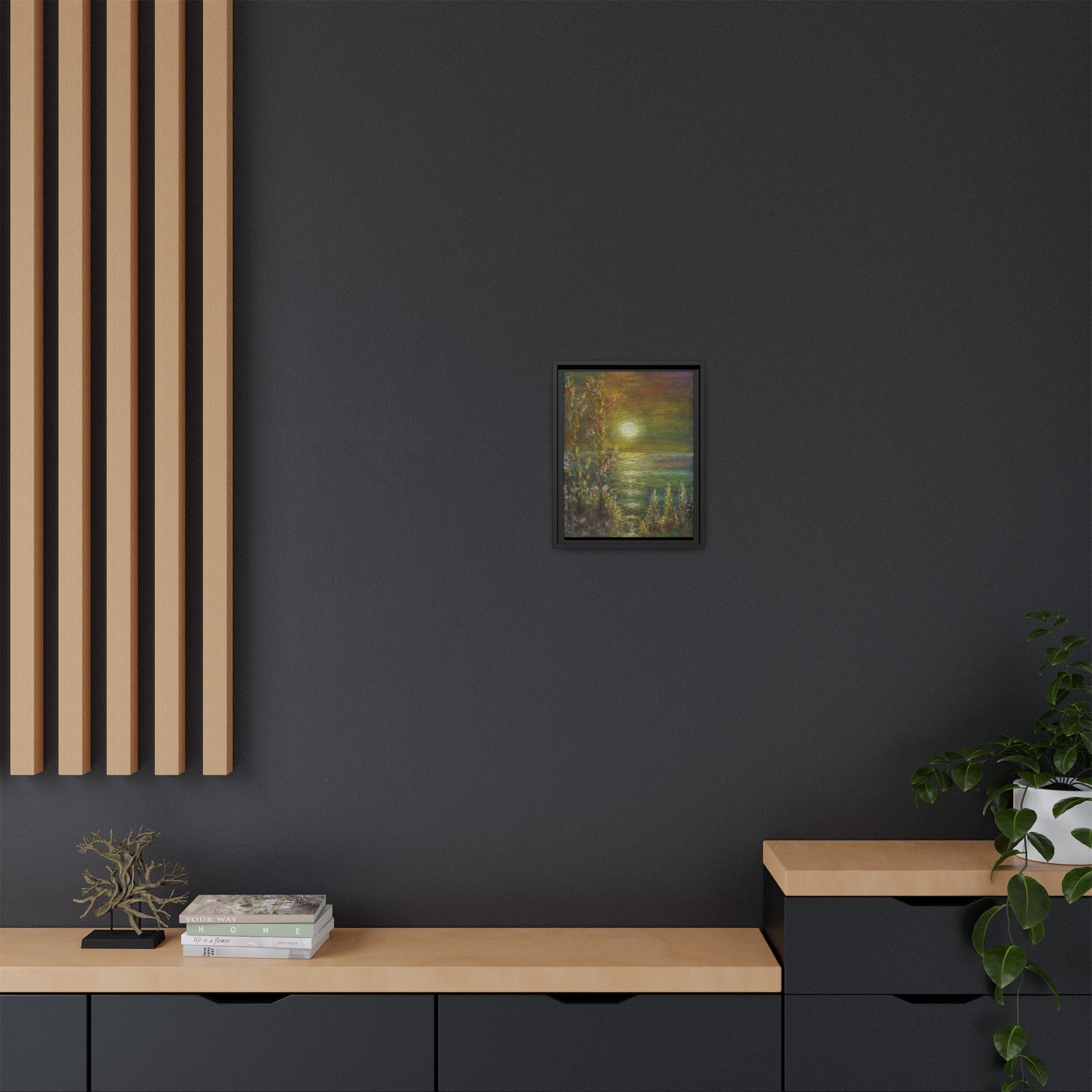 Framed Matte Canvas Print — Tranquil Moonlit Seascape