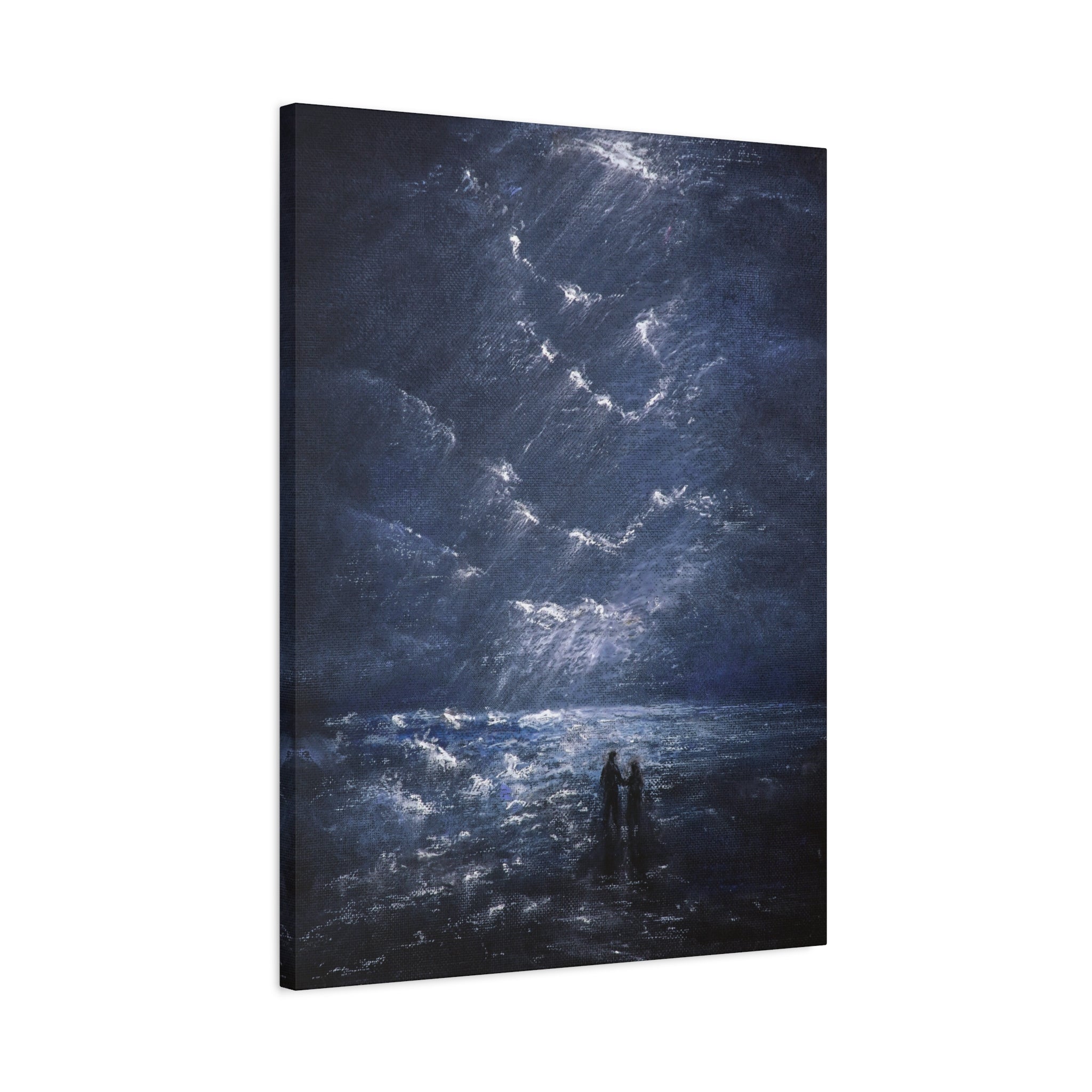 Couple on Shore at Night, Matte Stretched Wall Decor