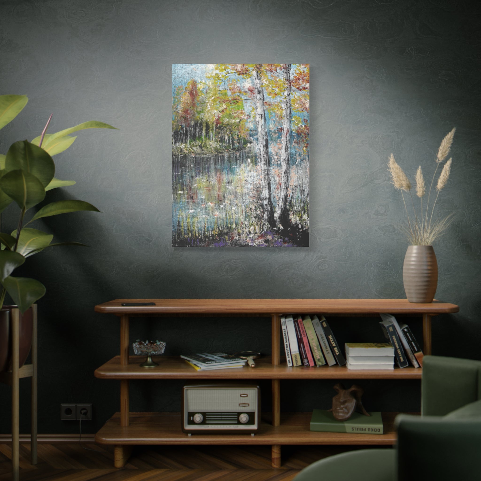 Trees by the Lake – Matte Stretched Canvas Wall Art