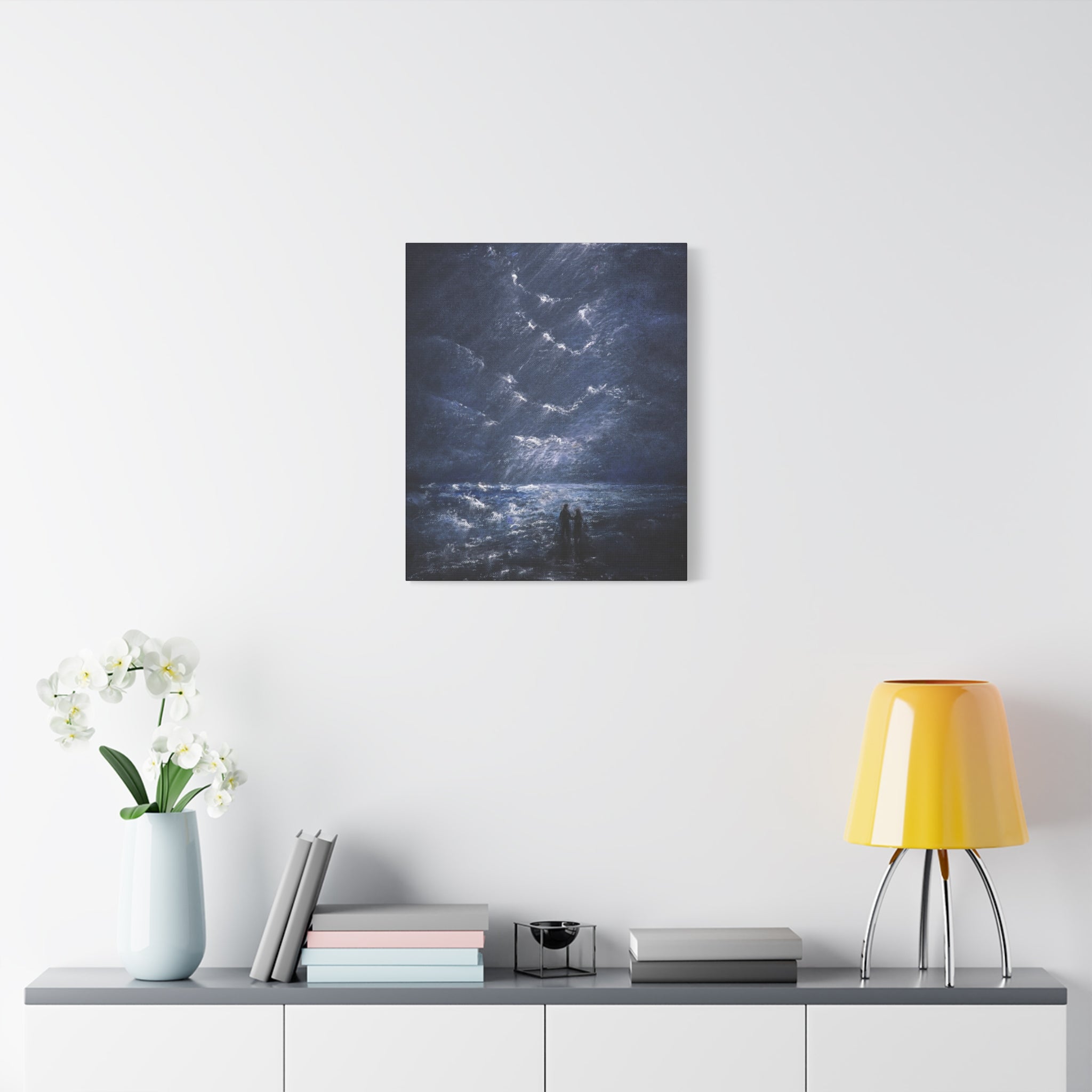 Couple on Shore at Night, Matte Stretched Wall Decor