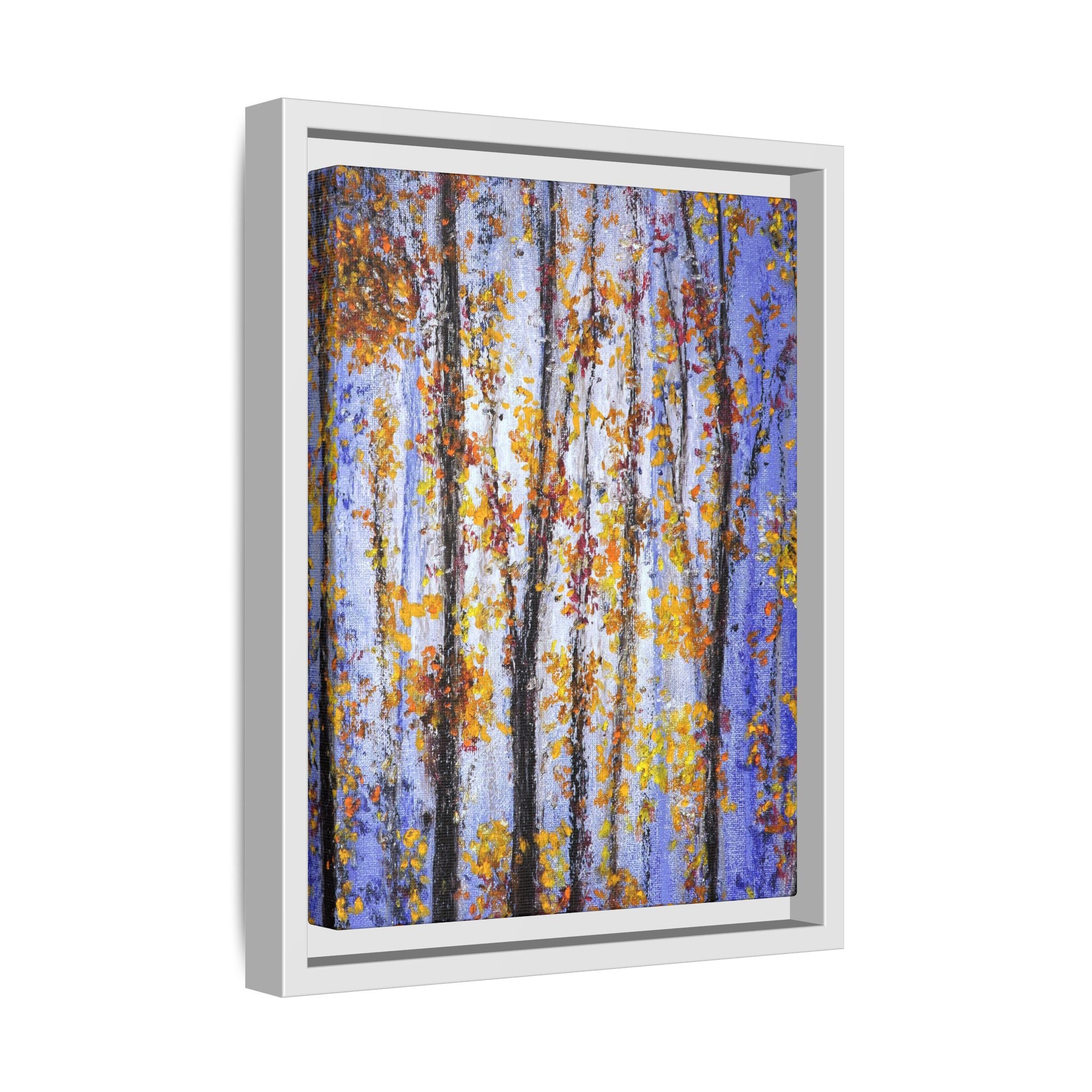 Framed Matte Canvas Art – Autumn Aspen Trees Wall Print