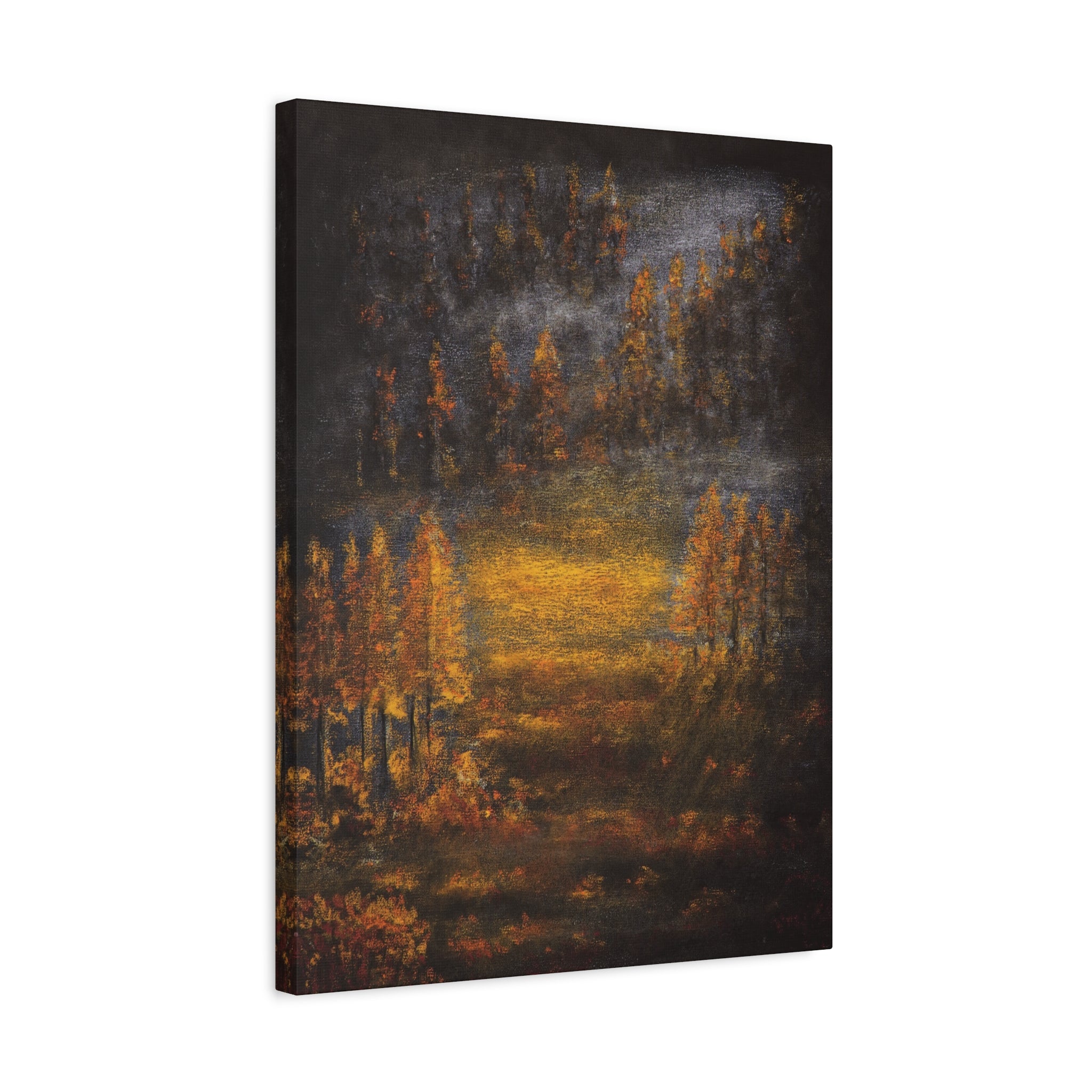 Autumn Mist Canvas Wall Art — Golden Forest Landscape, Matte Stretched Print