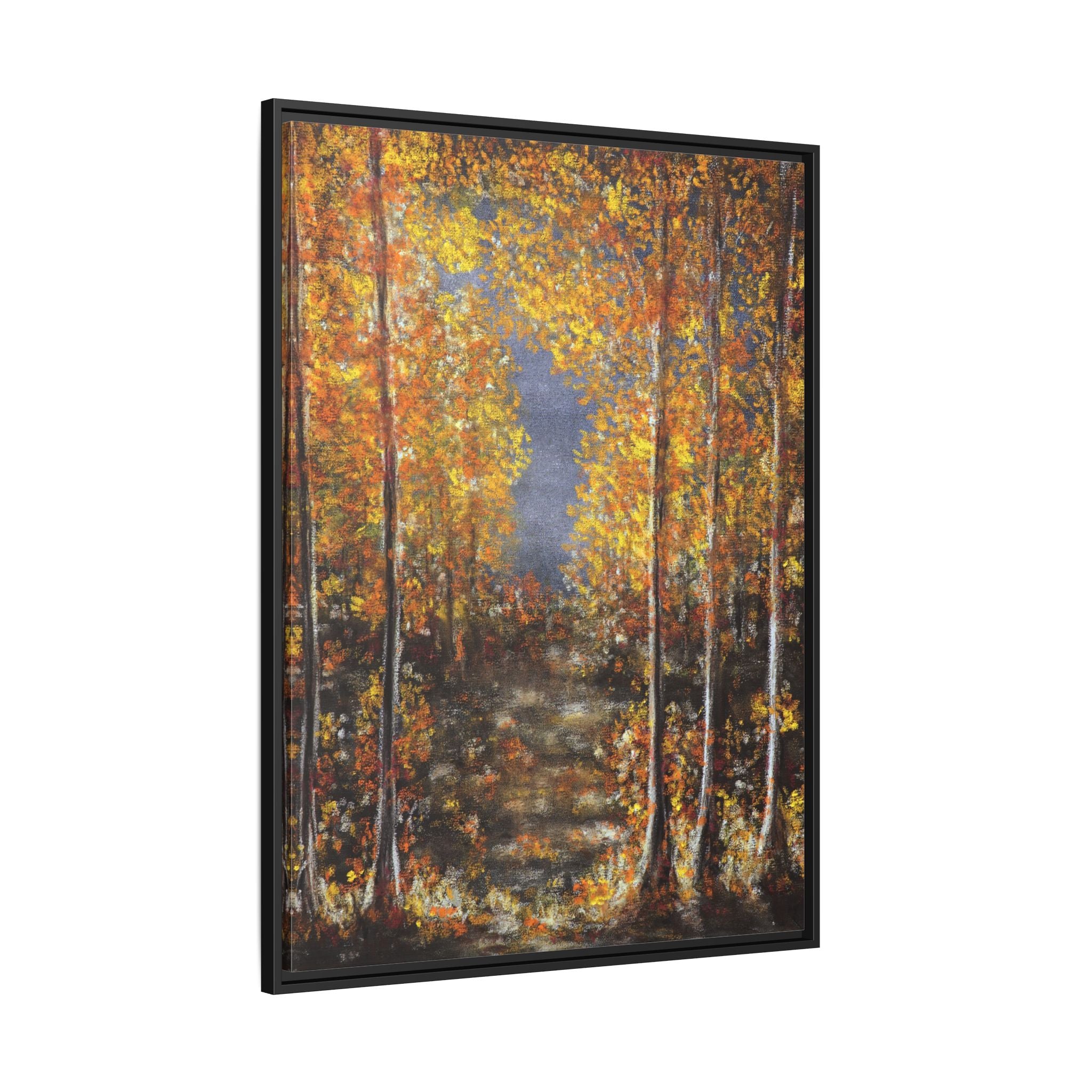Framed Canvas Art - Autumn Forest Trees Landscape