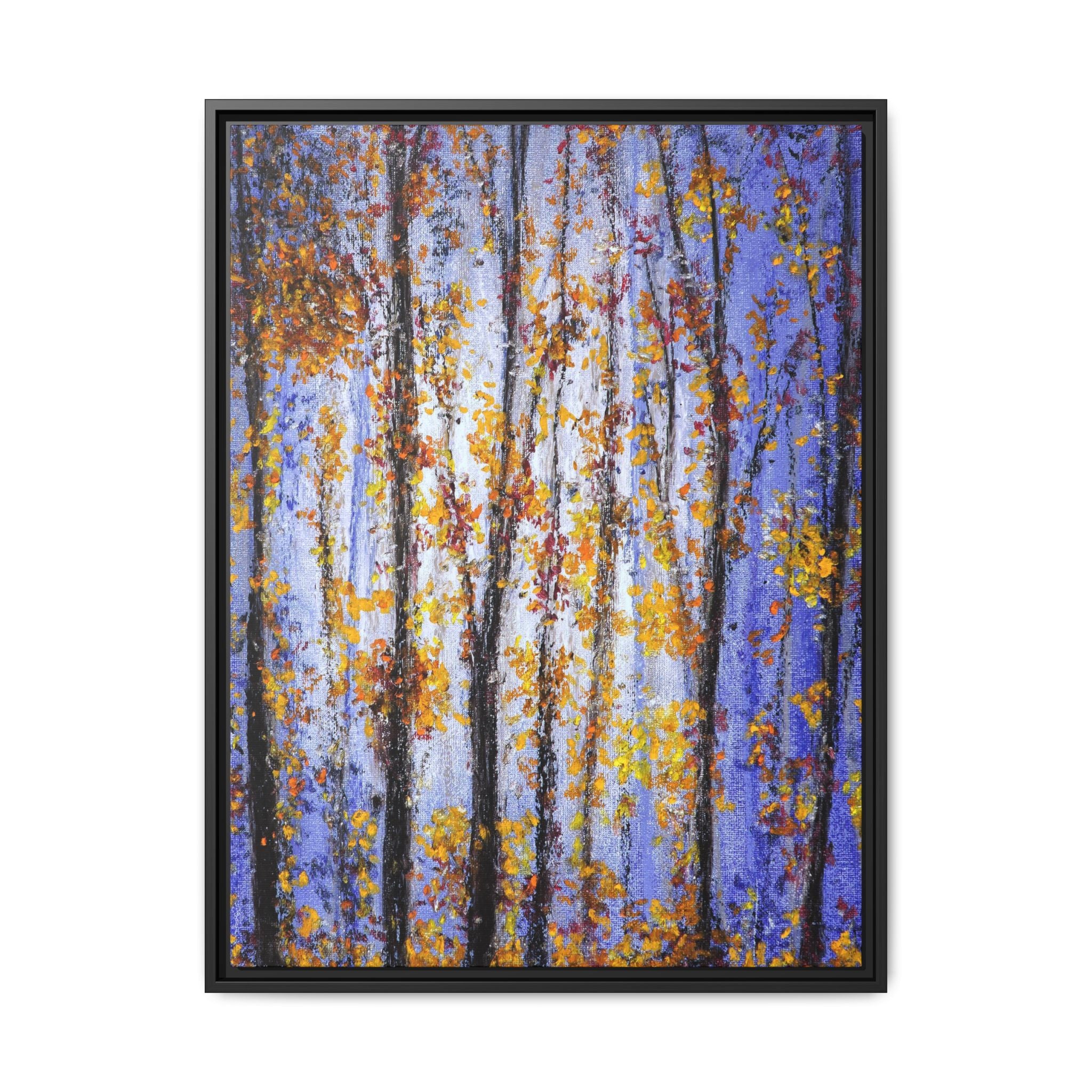 Framed Matte Canvas Art – Autumn Aspen Trees Wall Print