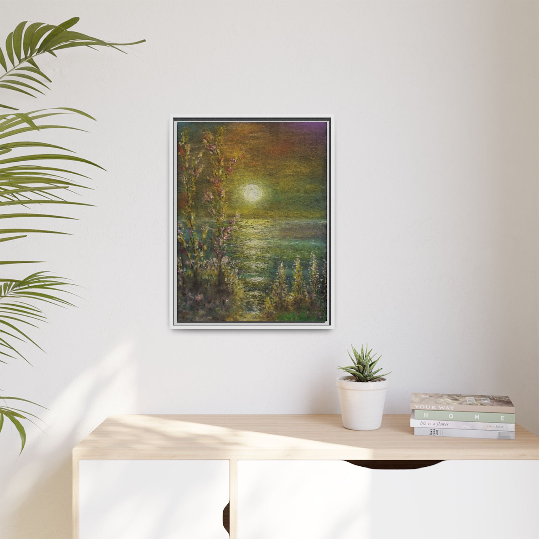 Framed Matte Canvas Print — Tranquil Moonlit Seascape