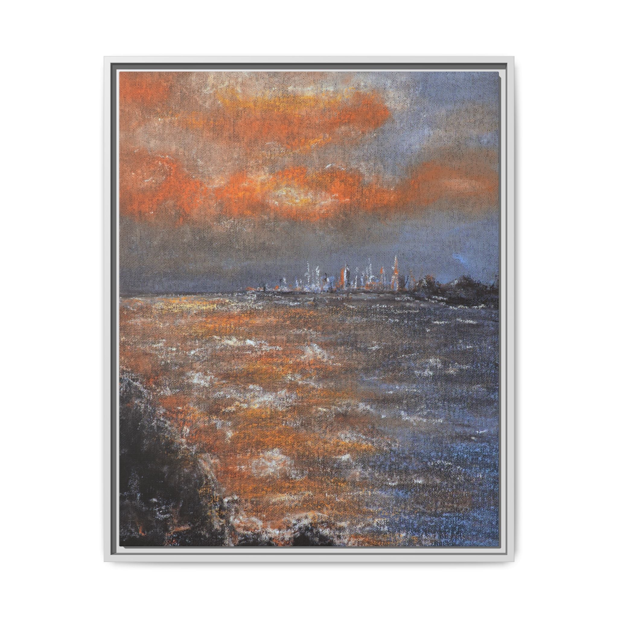 Framed Matte Canvas Print — Coastal Sunset Seascape