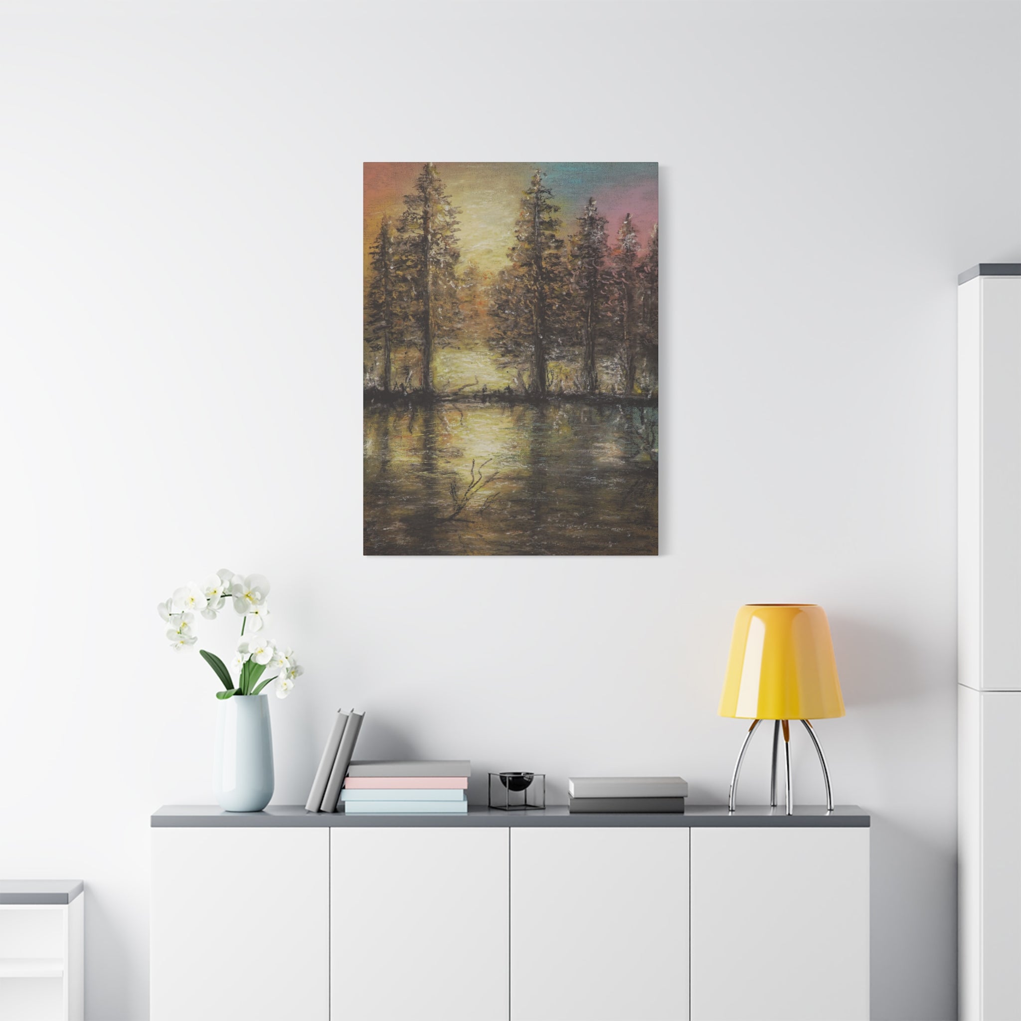Sunset Forest Reflection Canvas Print