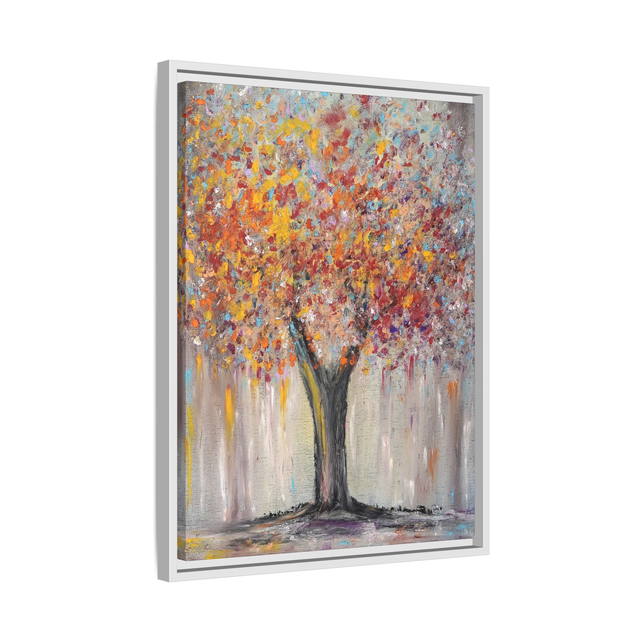 Framed Matte Canvas - Colorful Abstract Tree Wall Art
