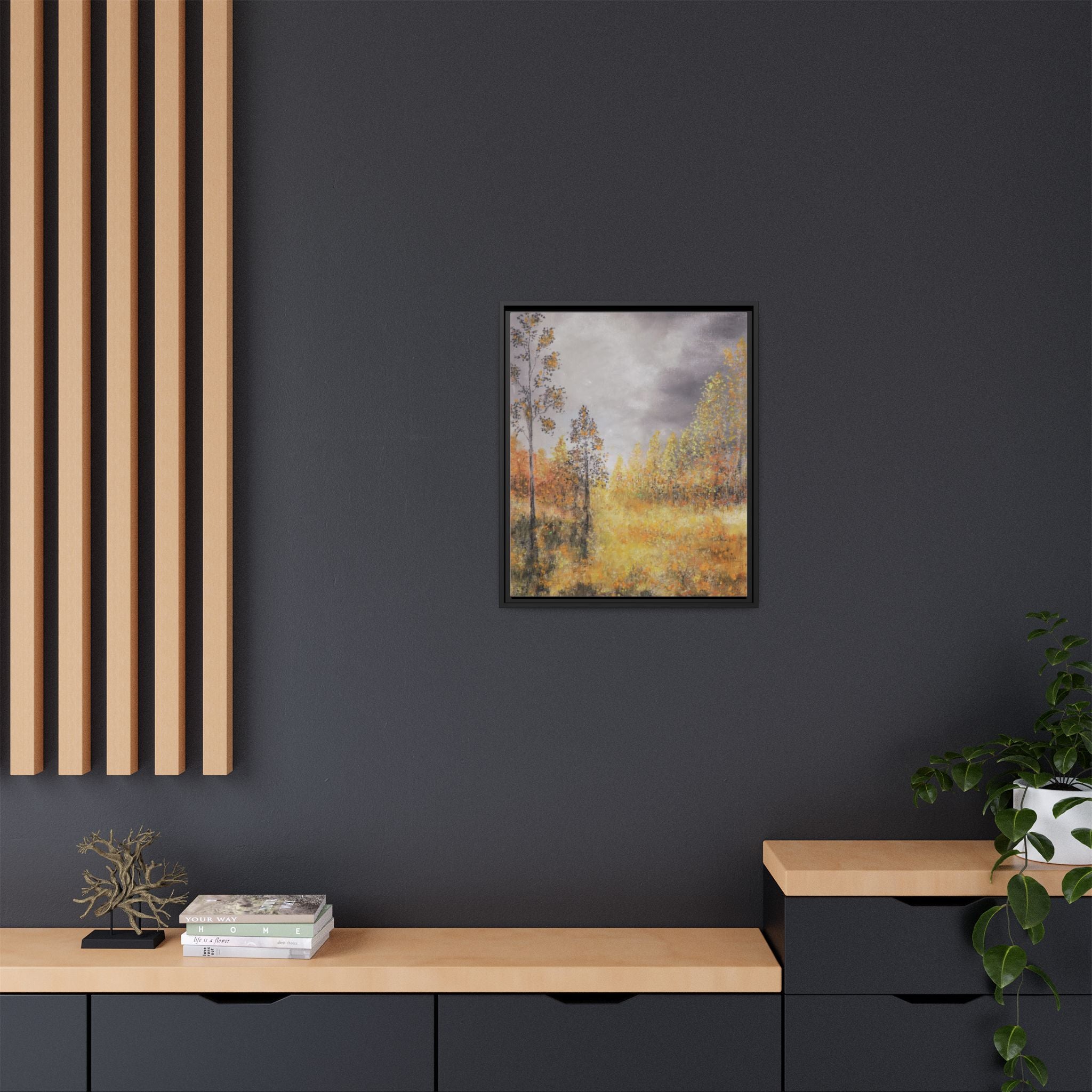 Autumn Meadow - Framed Autumn Landscape Canvas Print
