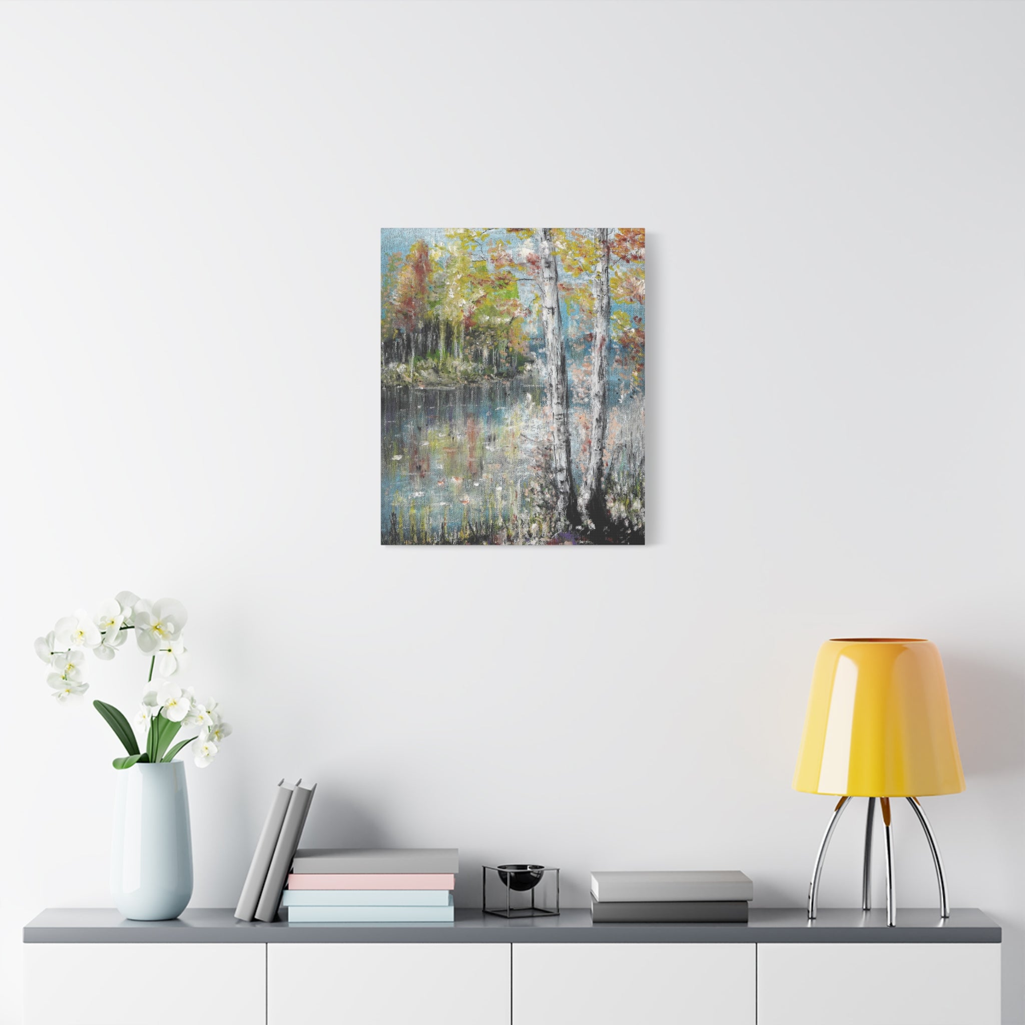 Trees by the Lake – Matte Stretched Canvas Wall Art