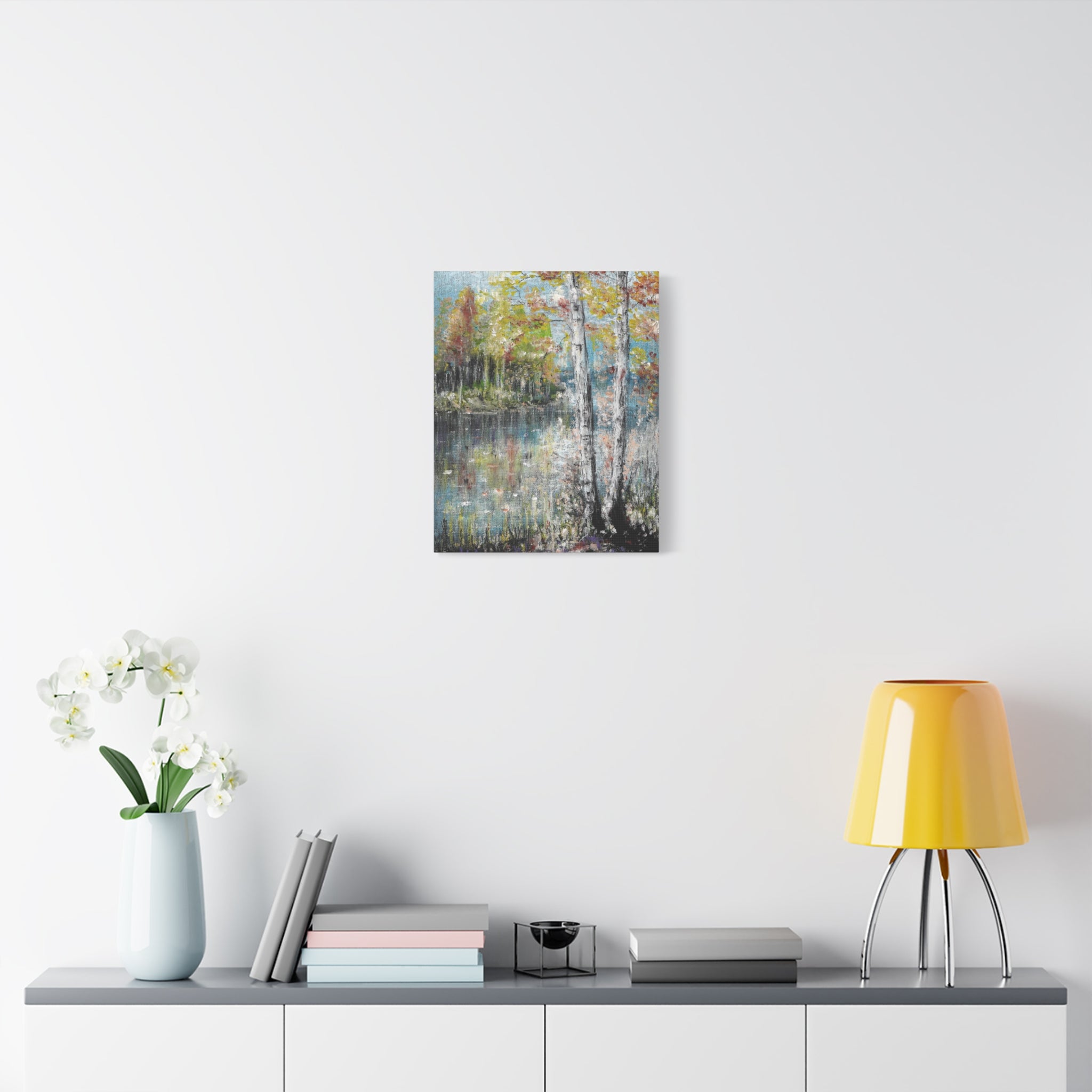 Trees by the Lake – Matte Stretched Canvas Wall Art