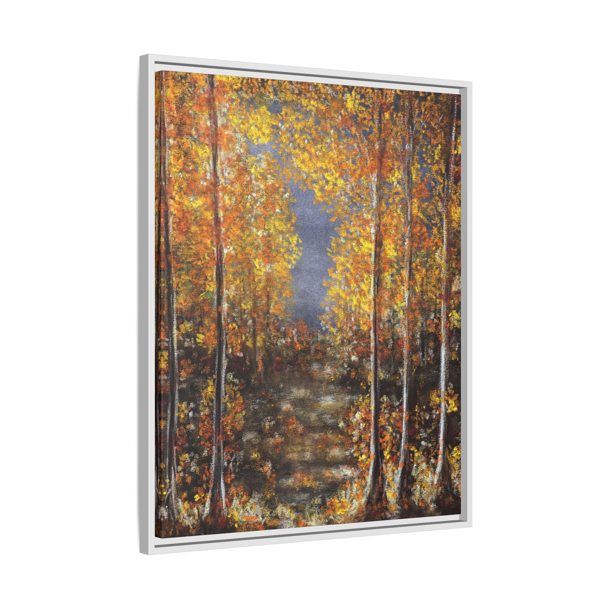 Framed Canvas Art - Autumn Forest Trees Landscape