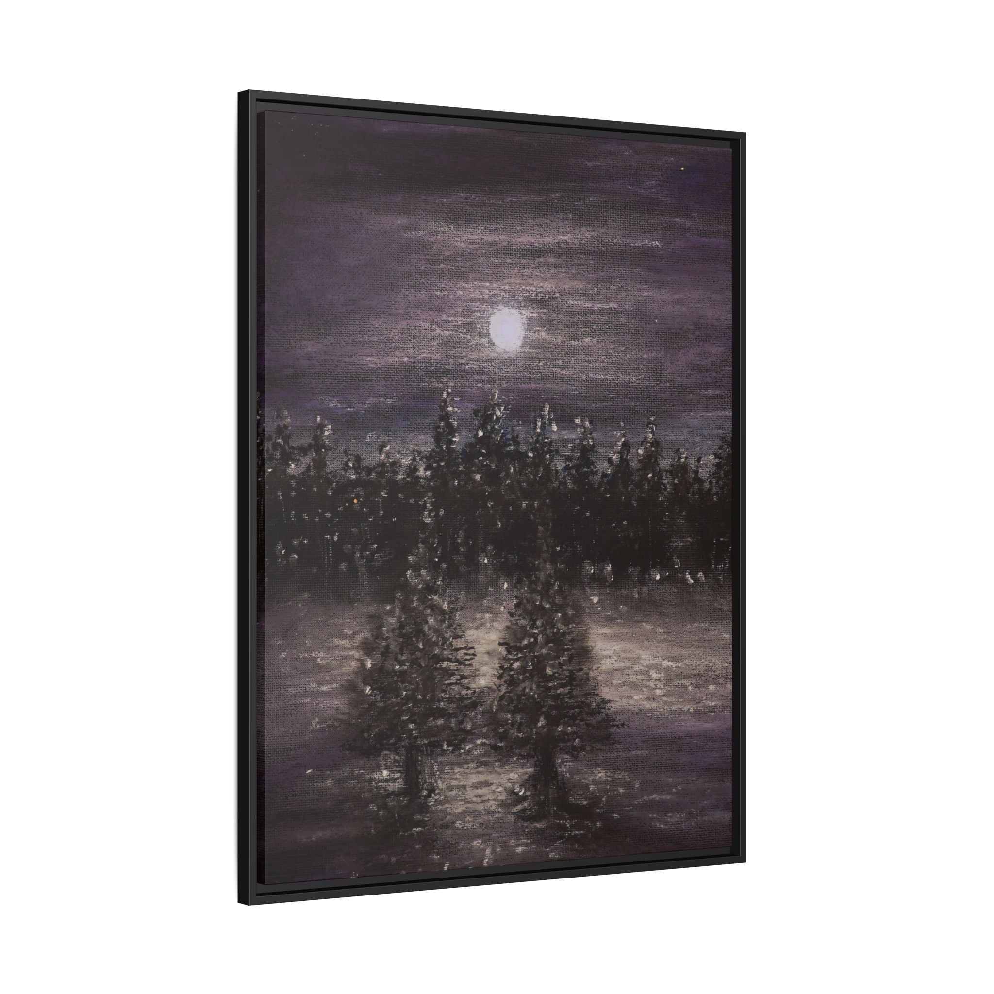 Moonlit Forest Matte Canvas Print — Framed Wall Art