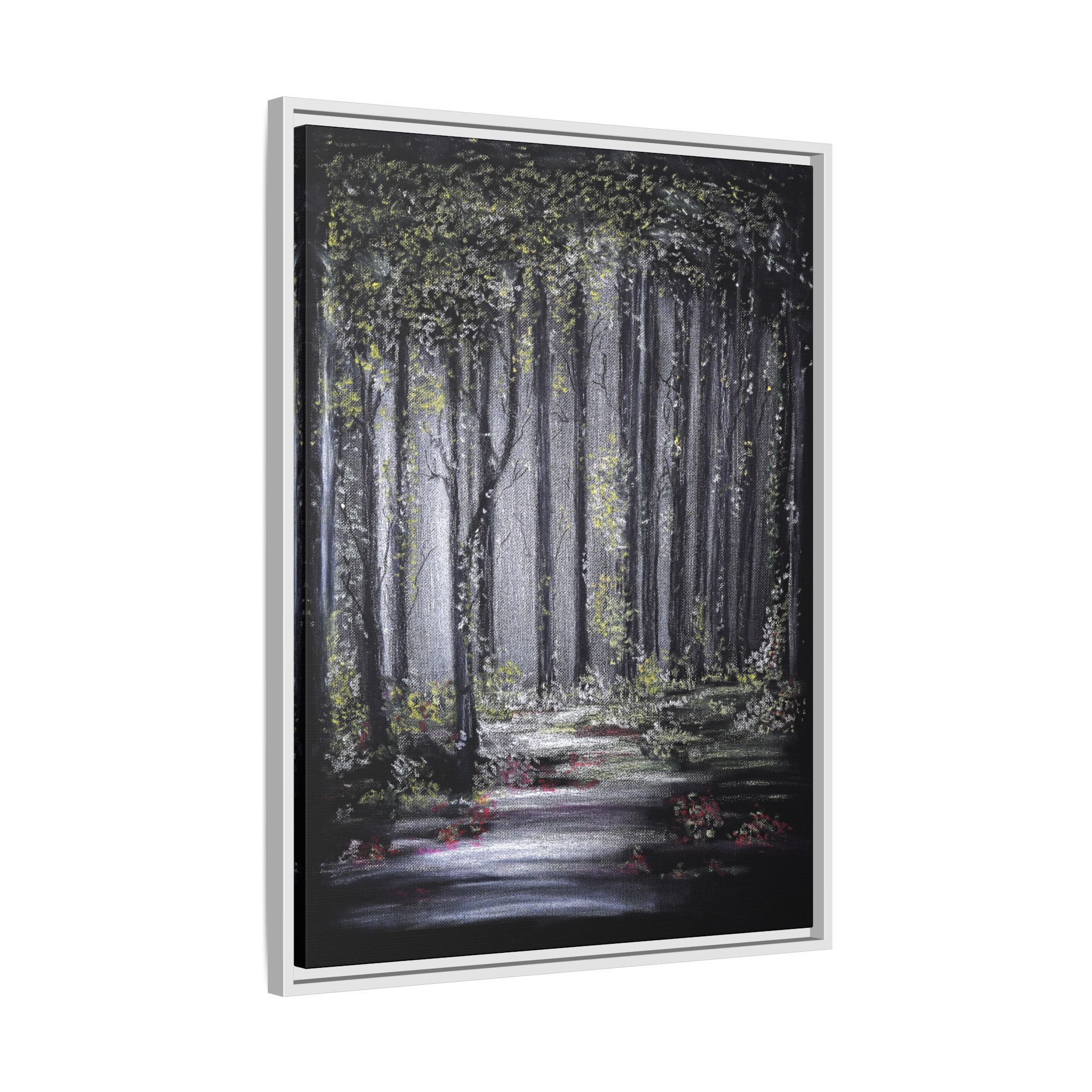 Framed Forest Path Matte Canvas Print — Serene Woodland Wall Art