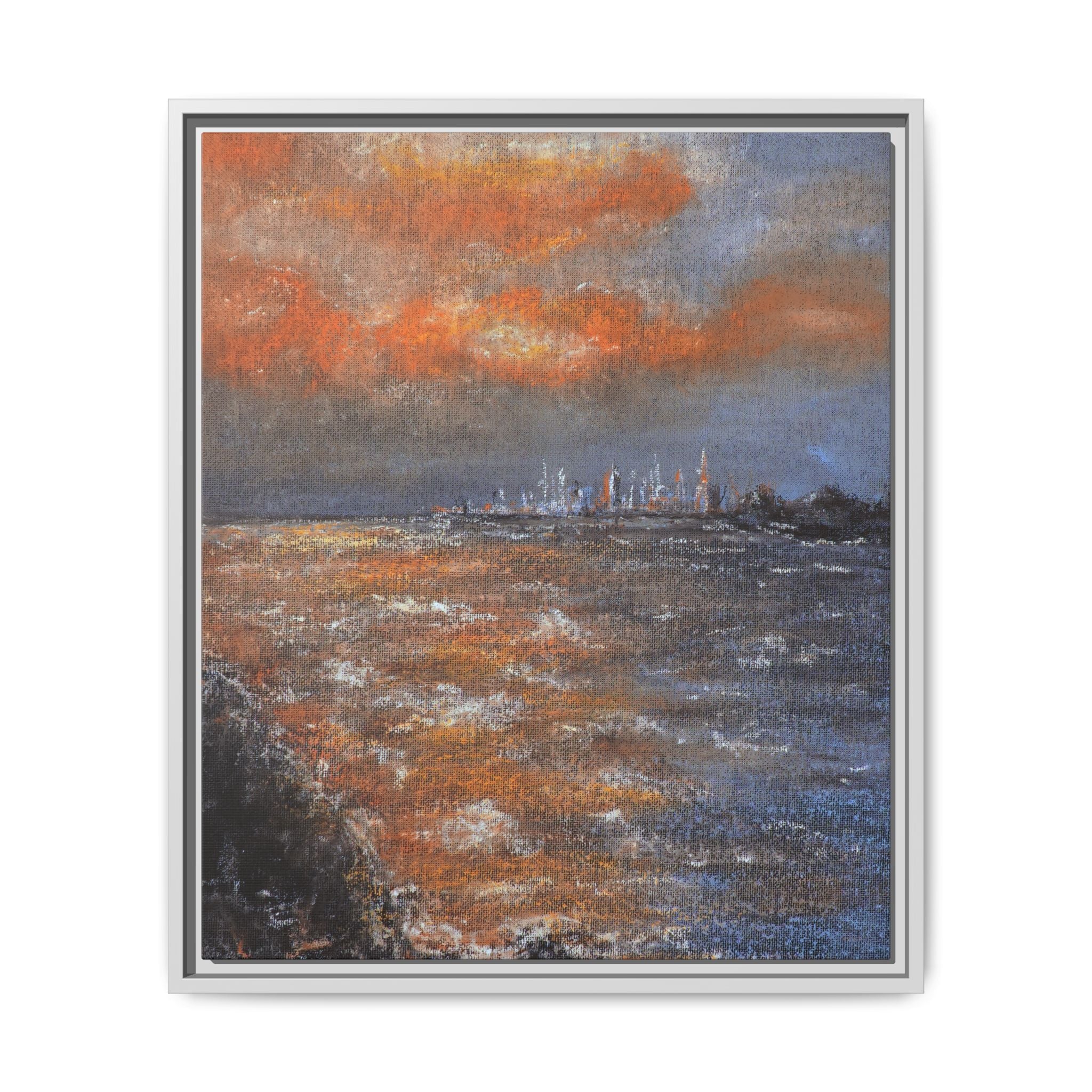 Framed Matte Canvas Print — Coastal Sunset Seascape