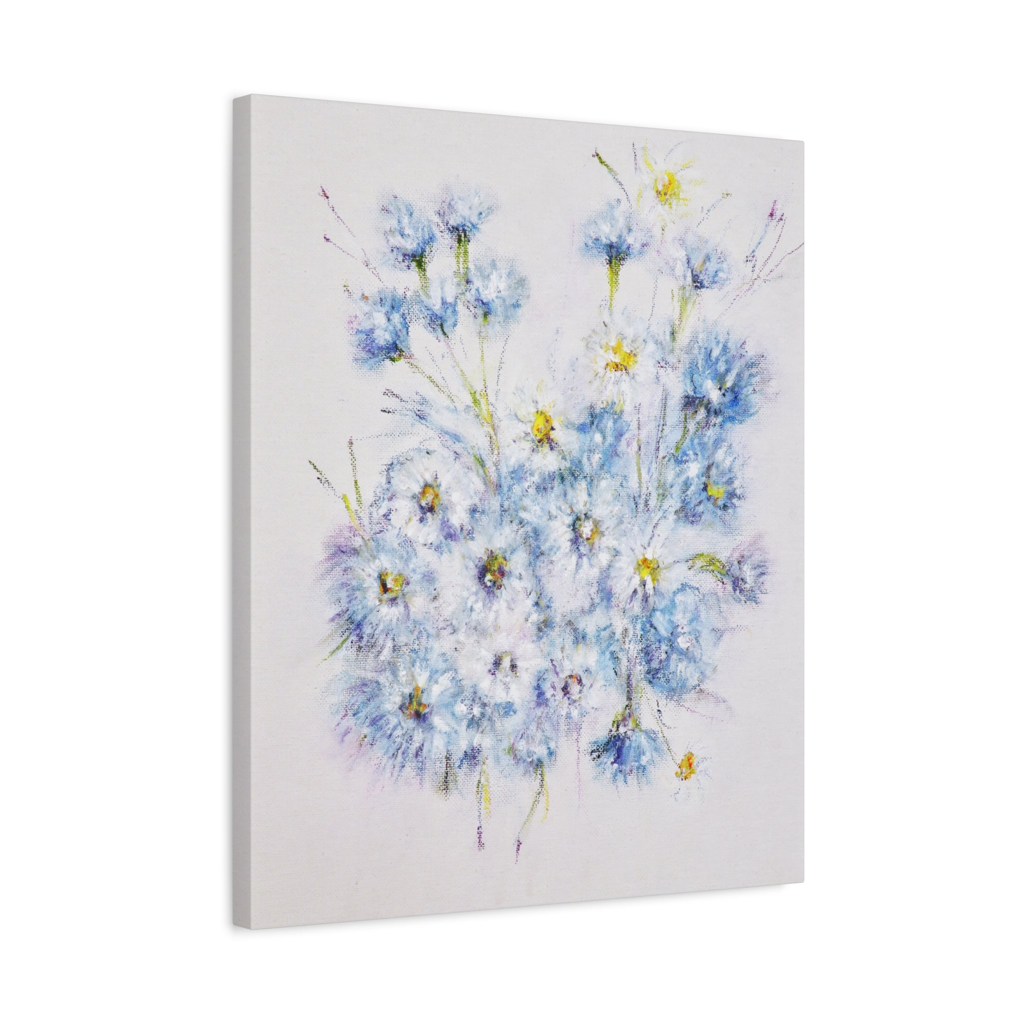 Blue Wildflower Bouquet Matte Canvas Wall Art — Stretched 1.25"