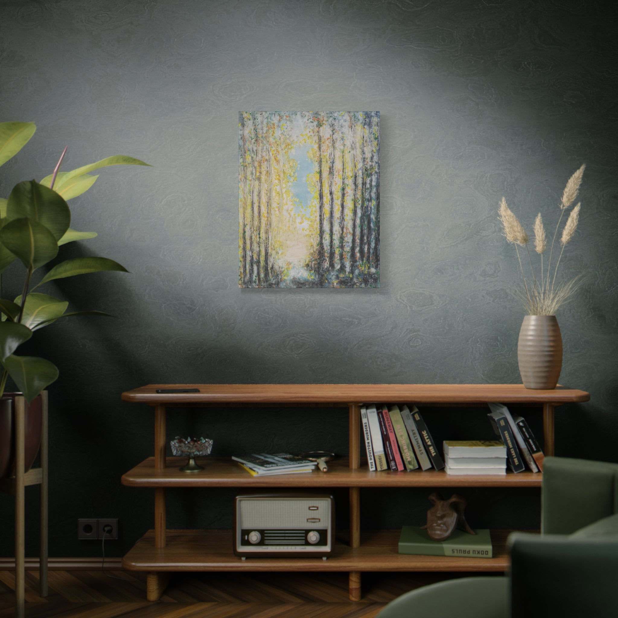 Forest Light Matte Canvas Print — Tranquil Birch Tree Wall Art
