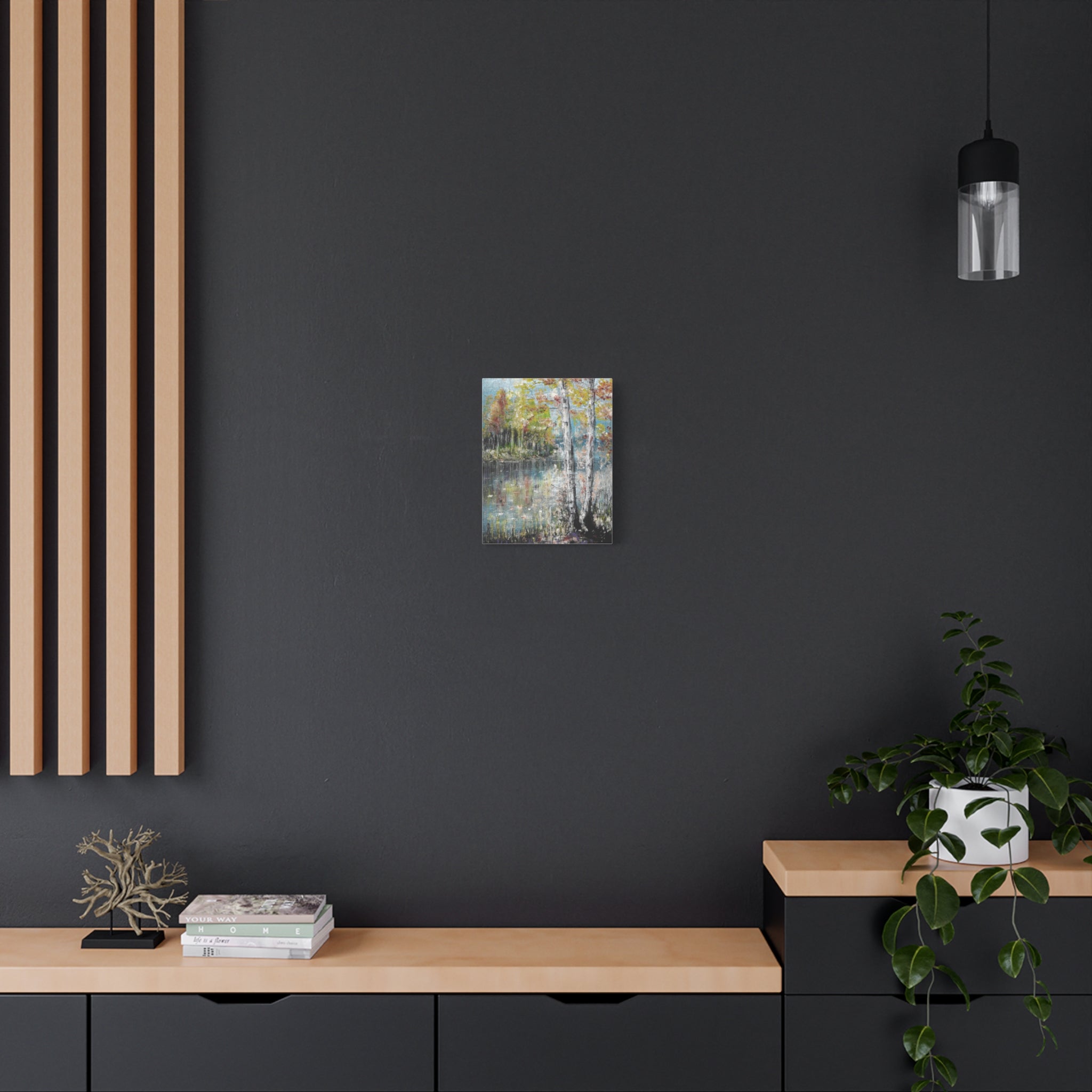 Trees by the Lake – Matte Stretched Canvas Wall Art