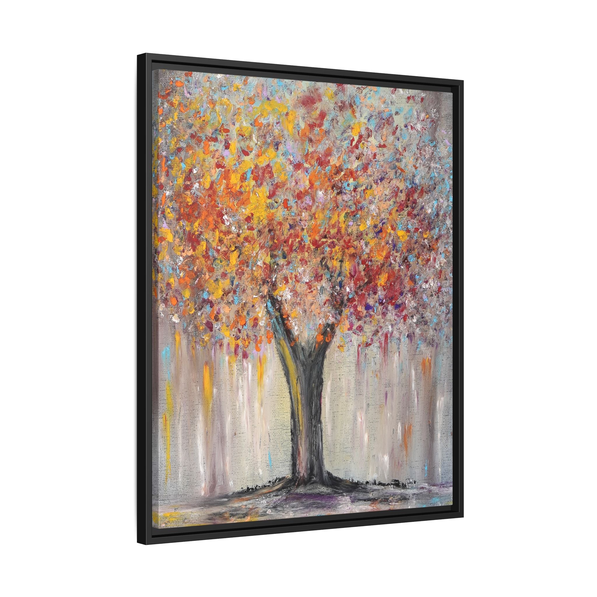 Framed Matte Canvas - Colorful Abstract Tree Wall Art