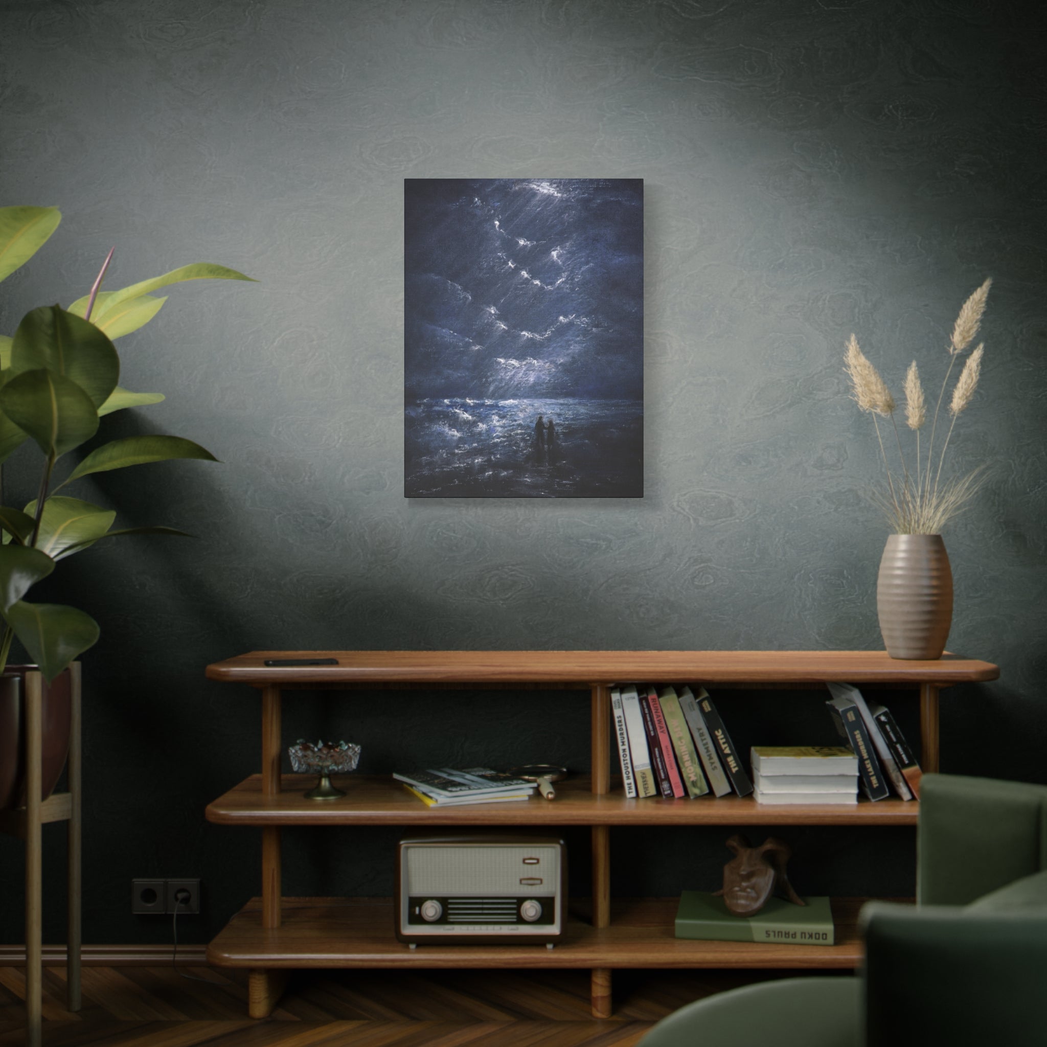 Couple on Shore at Night, Matte Stretched Wall Decor