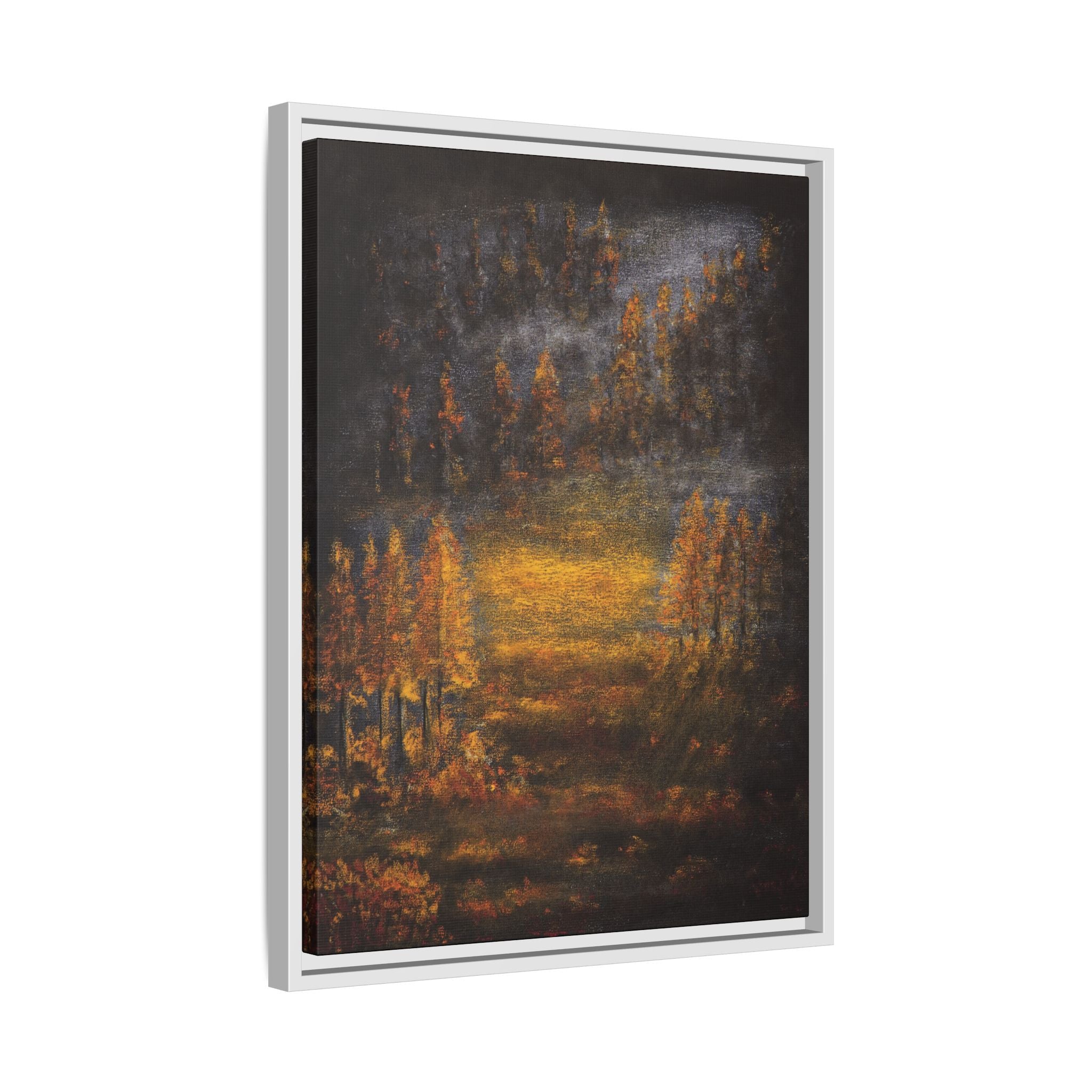 Autumn Glow Landscape - Framed Matte Canvas Wall Art