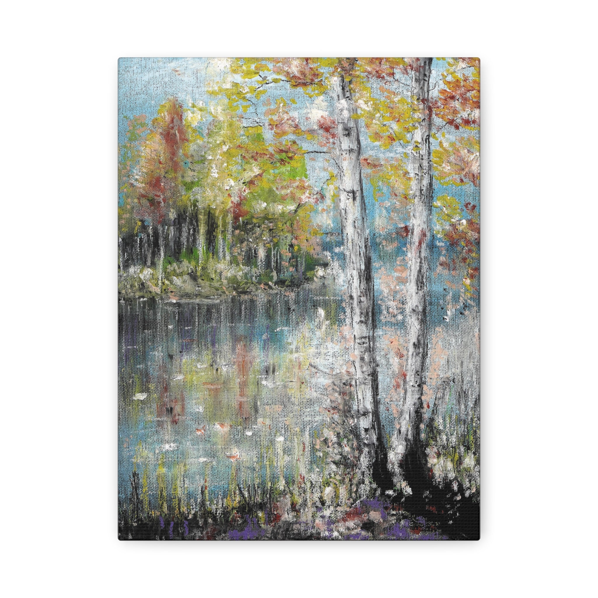 Trees by the Lake – Matte Stretched Canvas Wall Art