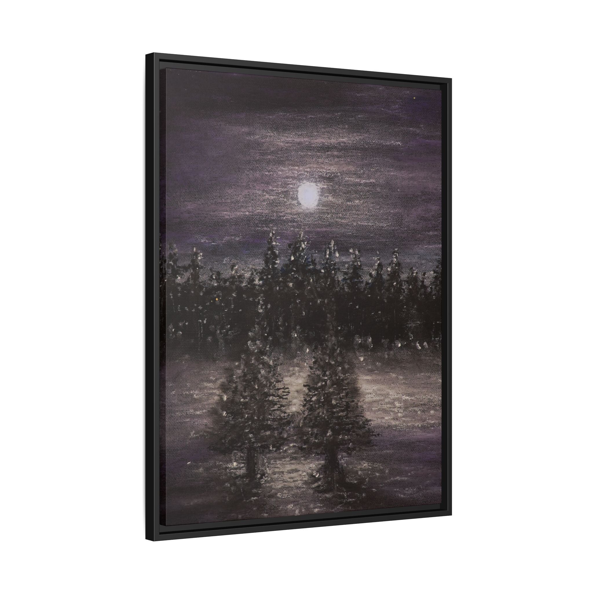 Moonlit Forest Matte Canvas Print — Framed Wall Art