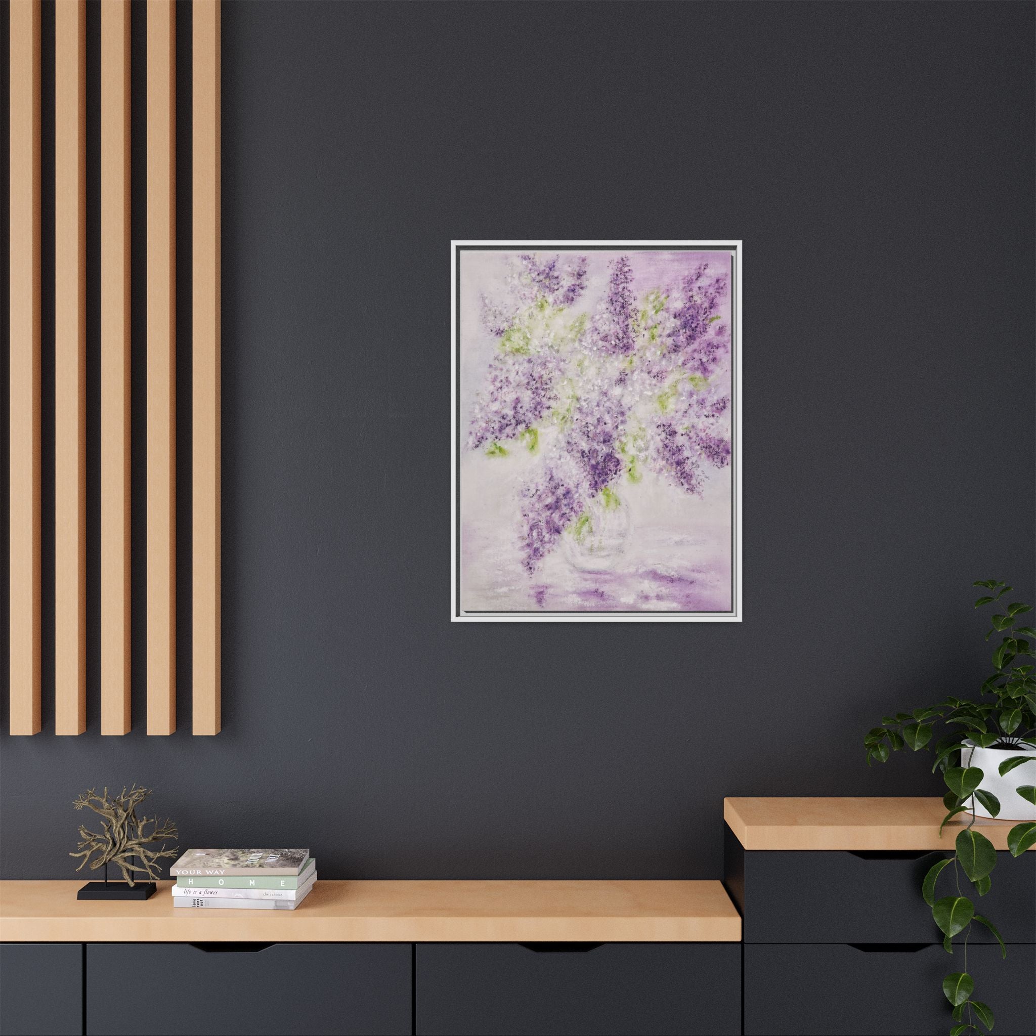 Framed Lilac Canvas Print — Matte Floral Wall Art