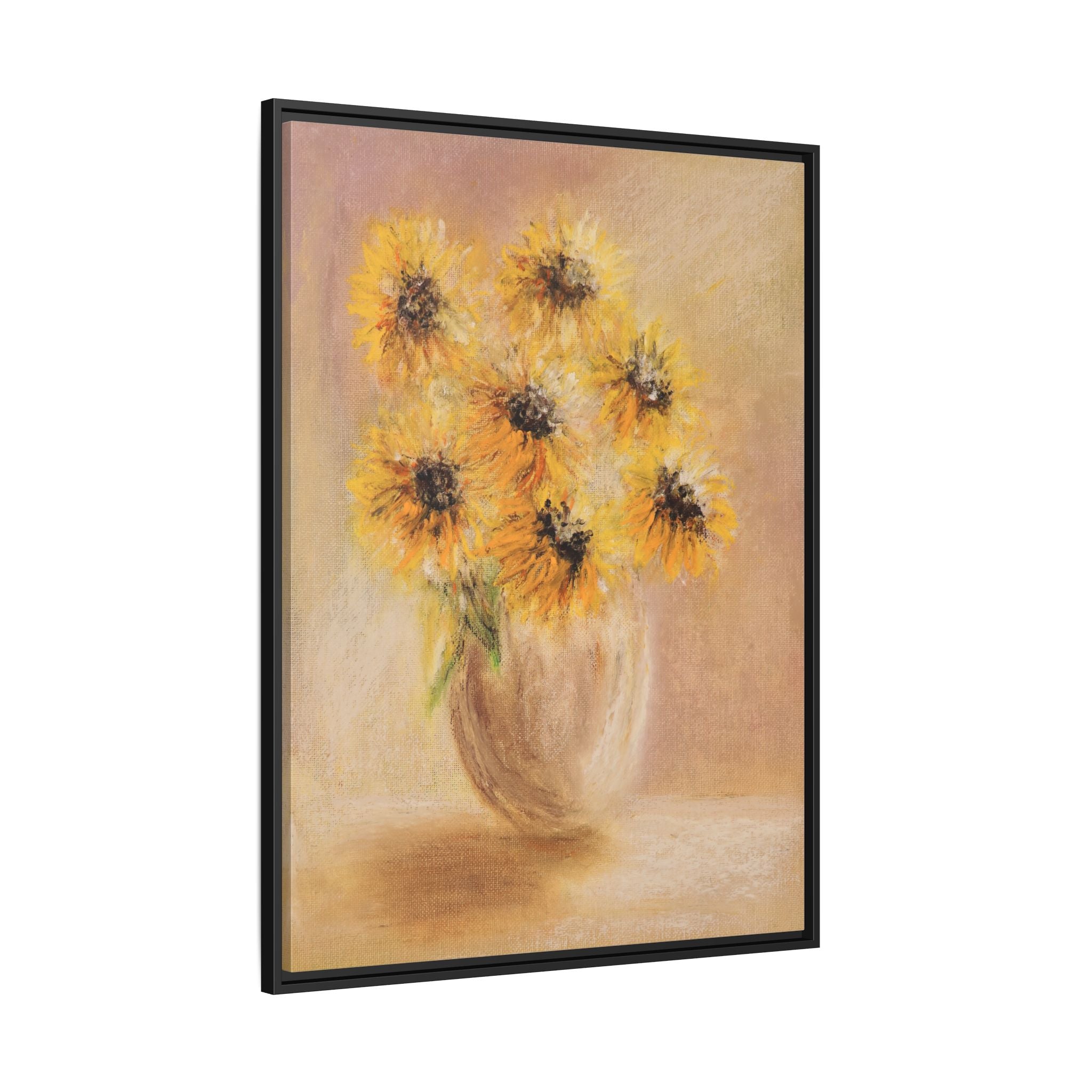 Framed Sunflower Vase — Matte Canvas Wall Art