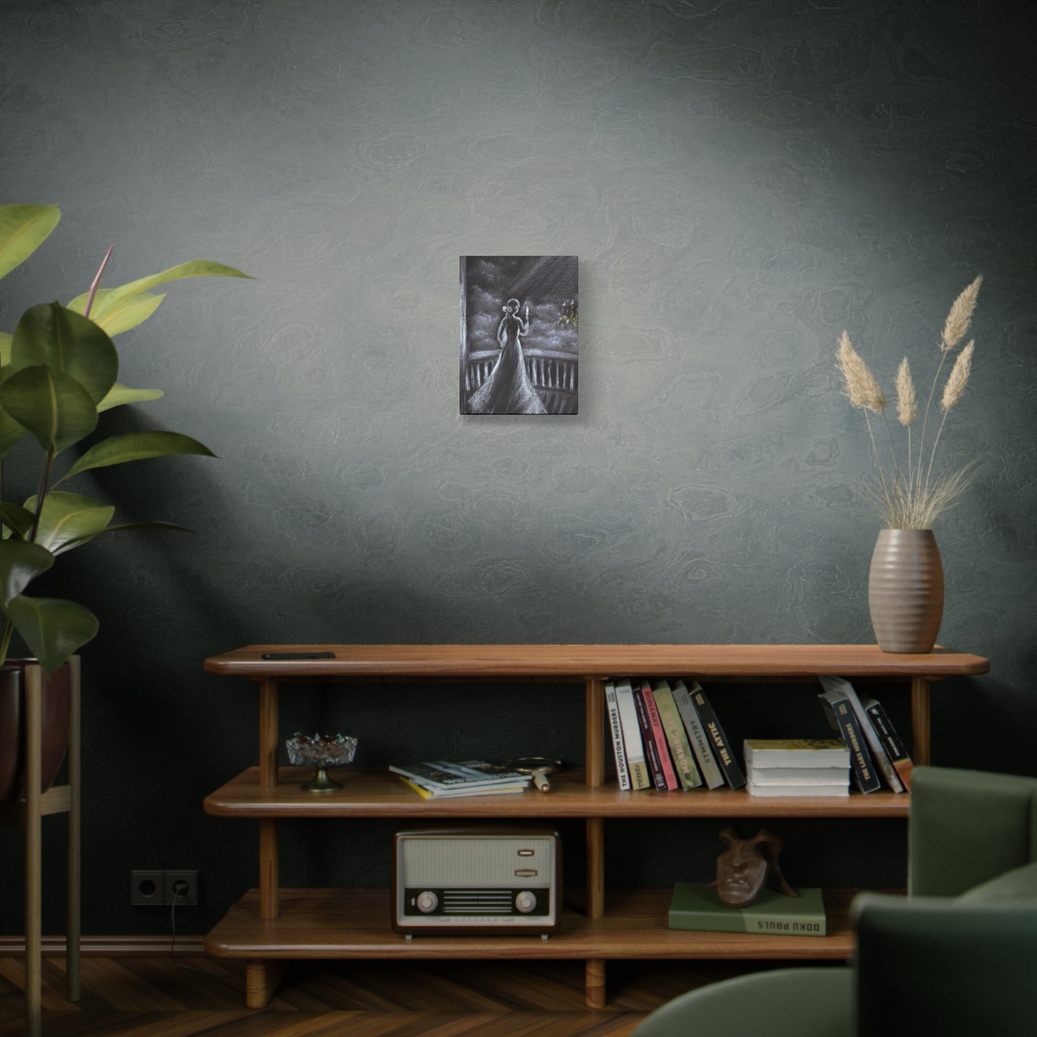 Matte Canvas: Gothic Woman with Candle Stretched Art Print