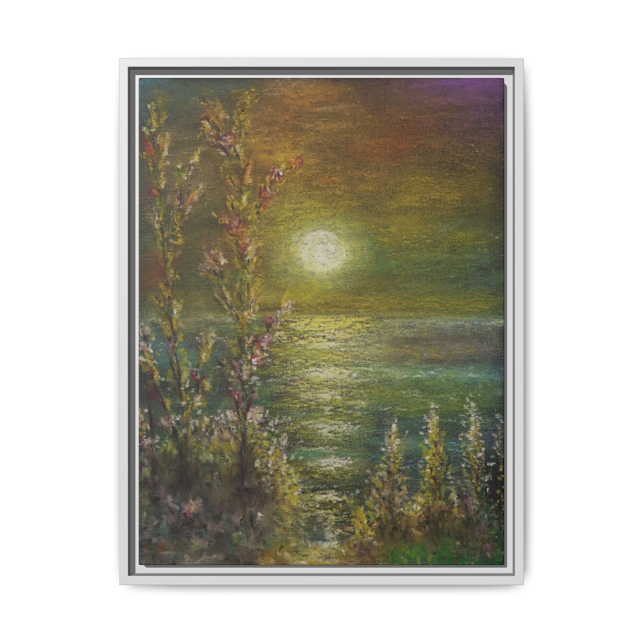 Framed Matte Canvas Print — Tranquil Moonlit Seascape