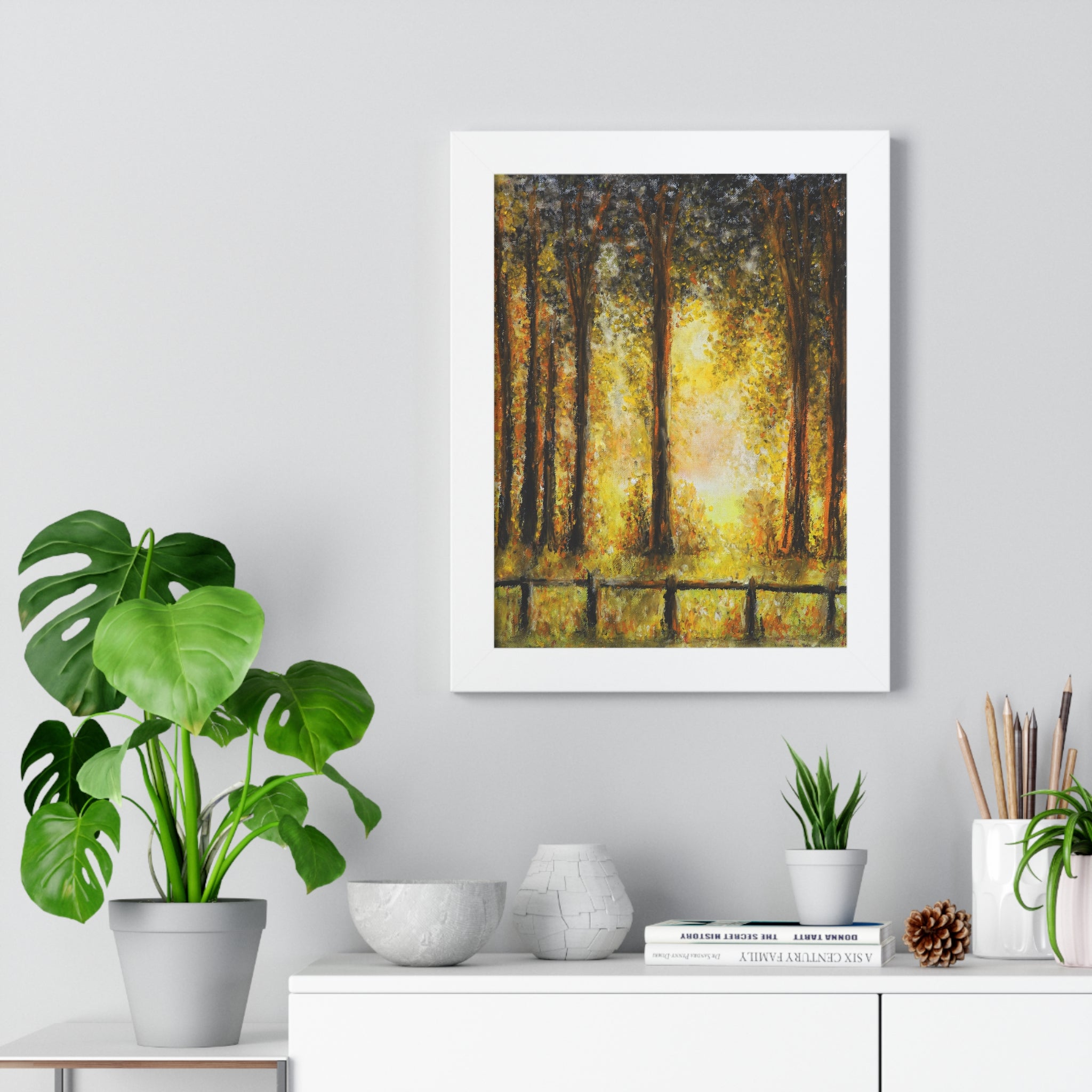 Framed Poster - Golden Forest Sunrise Art Print