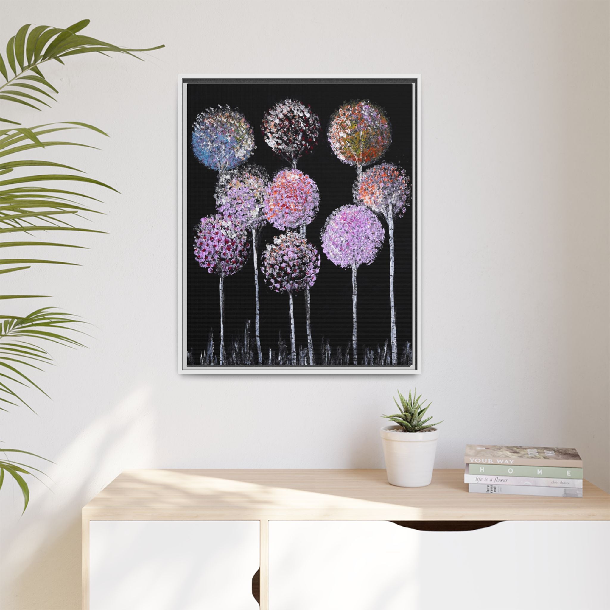 Framed Matte Canvas-Pastel Floral Art
