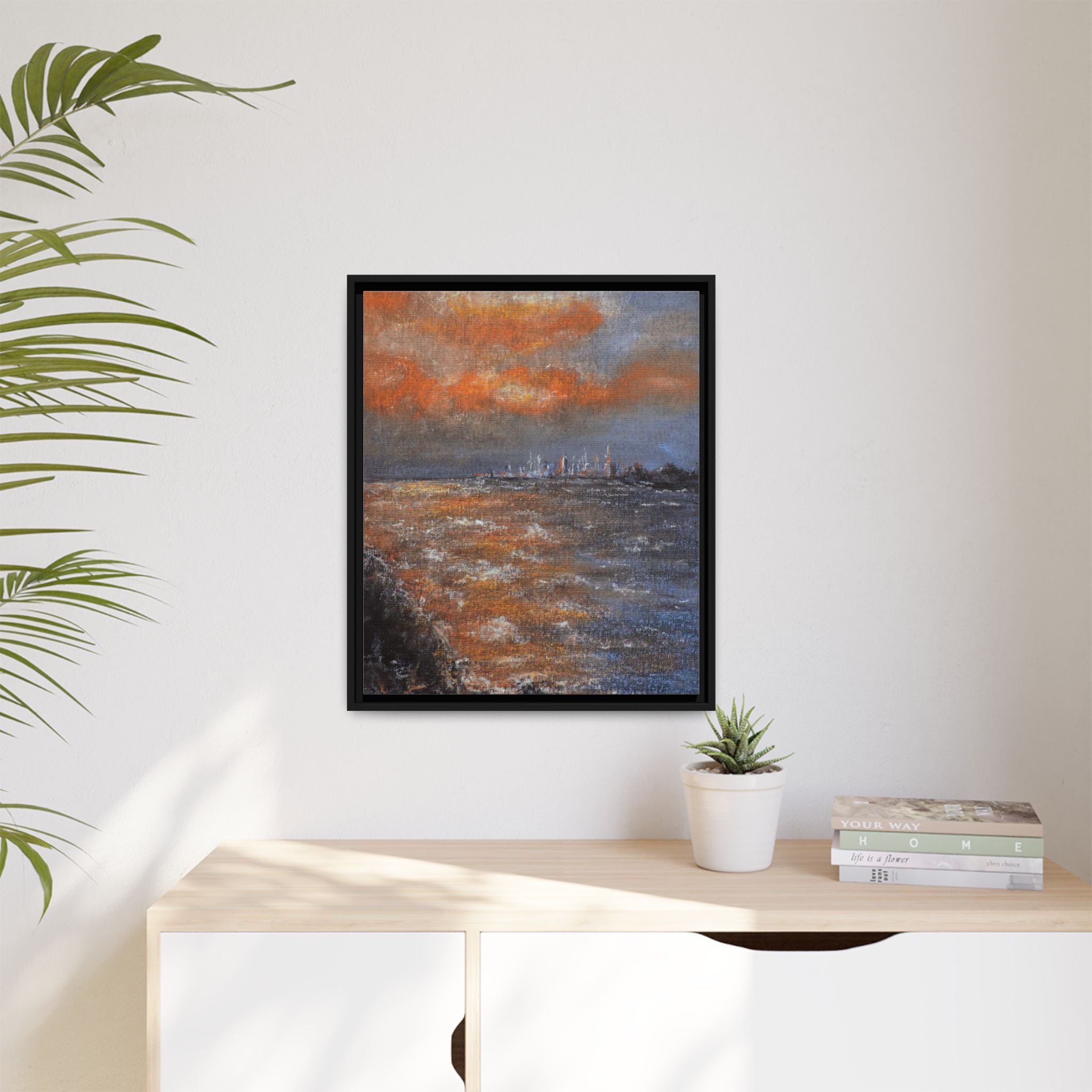 Framed Matte Canvas Print — Coastal Sunset Seascape