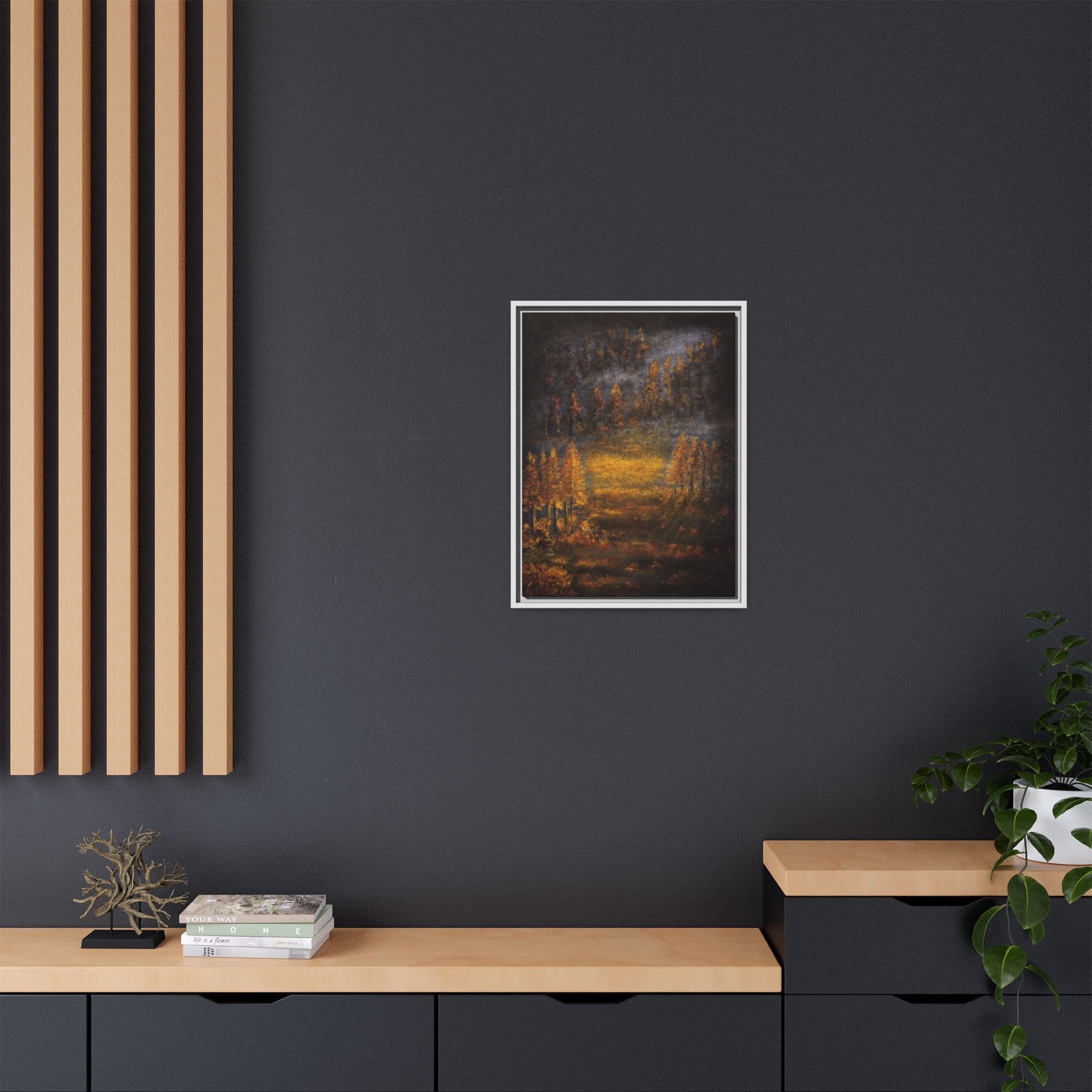 Autumn Glow Landscape - Framed Matte Canvas Wall Art