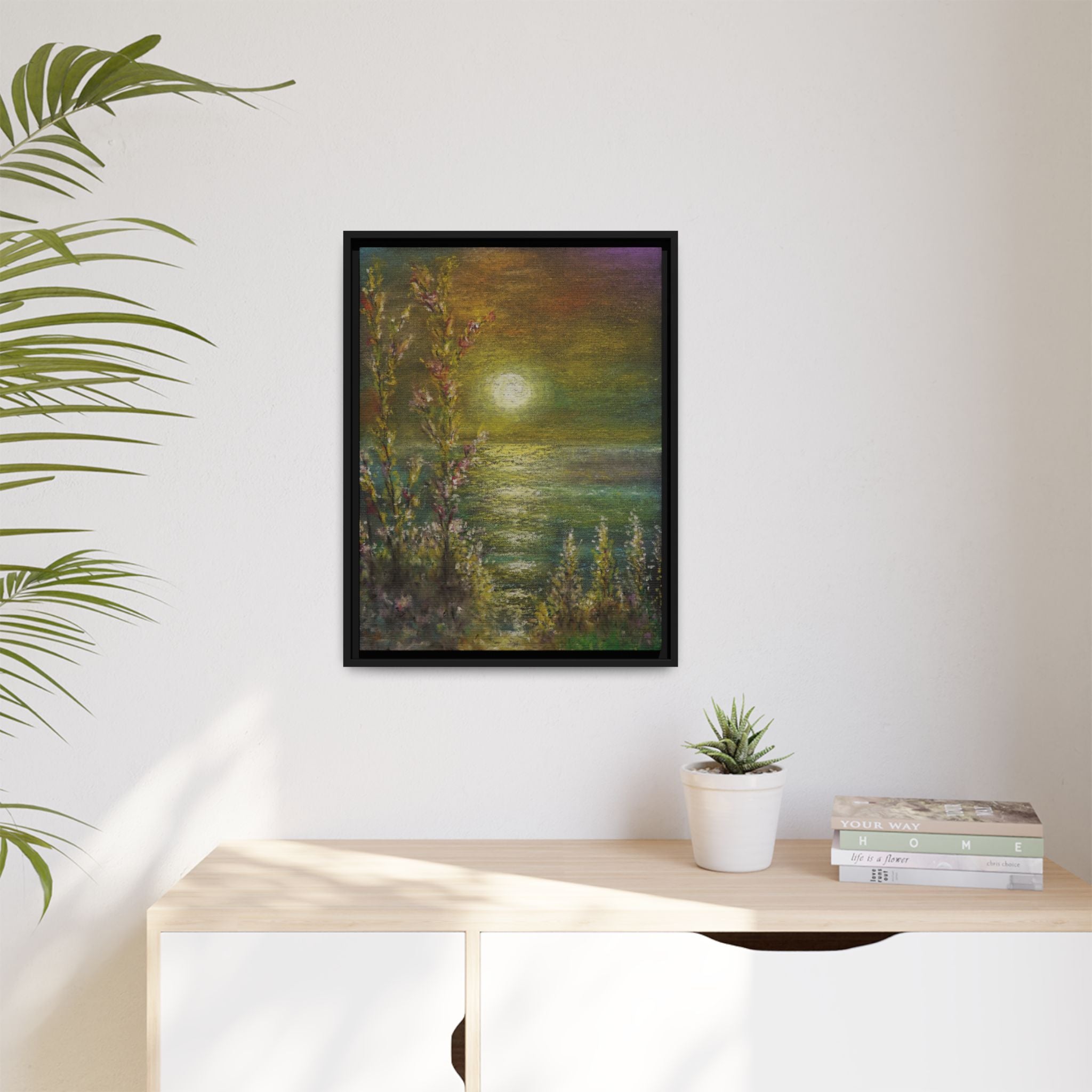 Framed Matte Canvas Print — Tranquil Moonlit Seascape