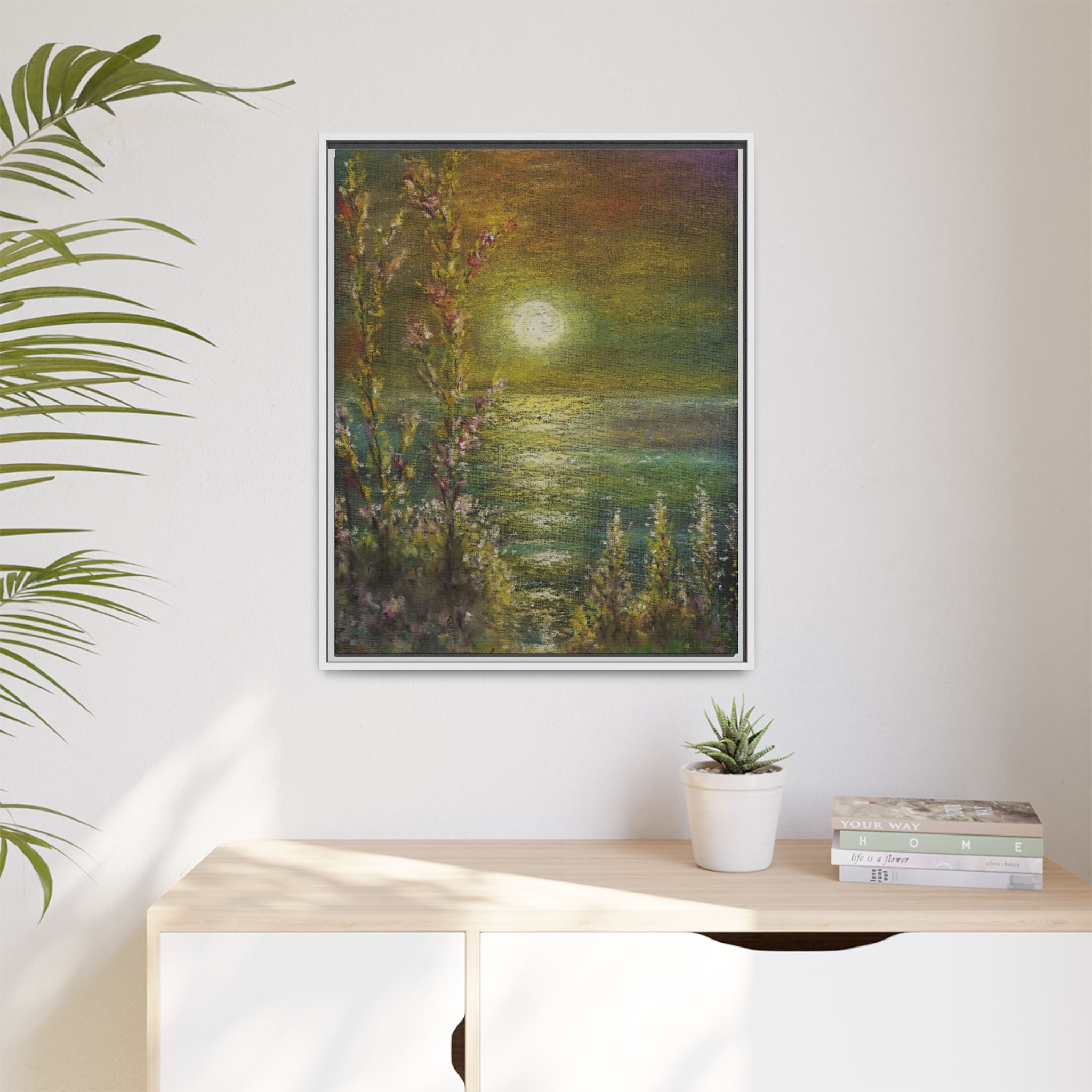 Framed Matte Canvas Print — Tranquil Moonlit Seascape