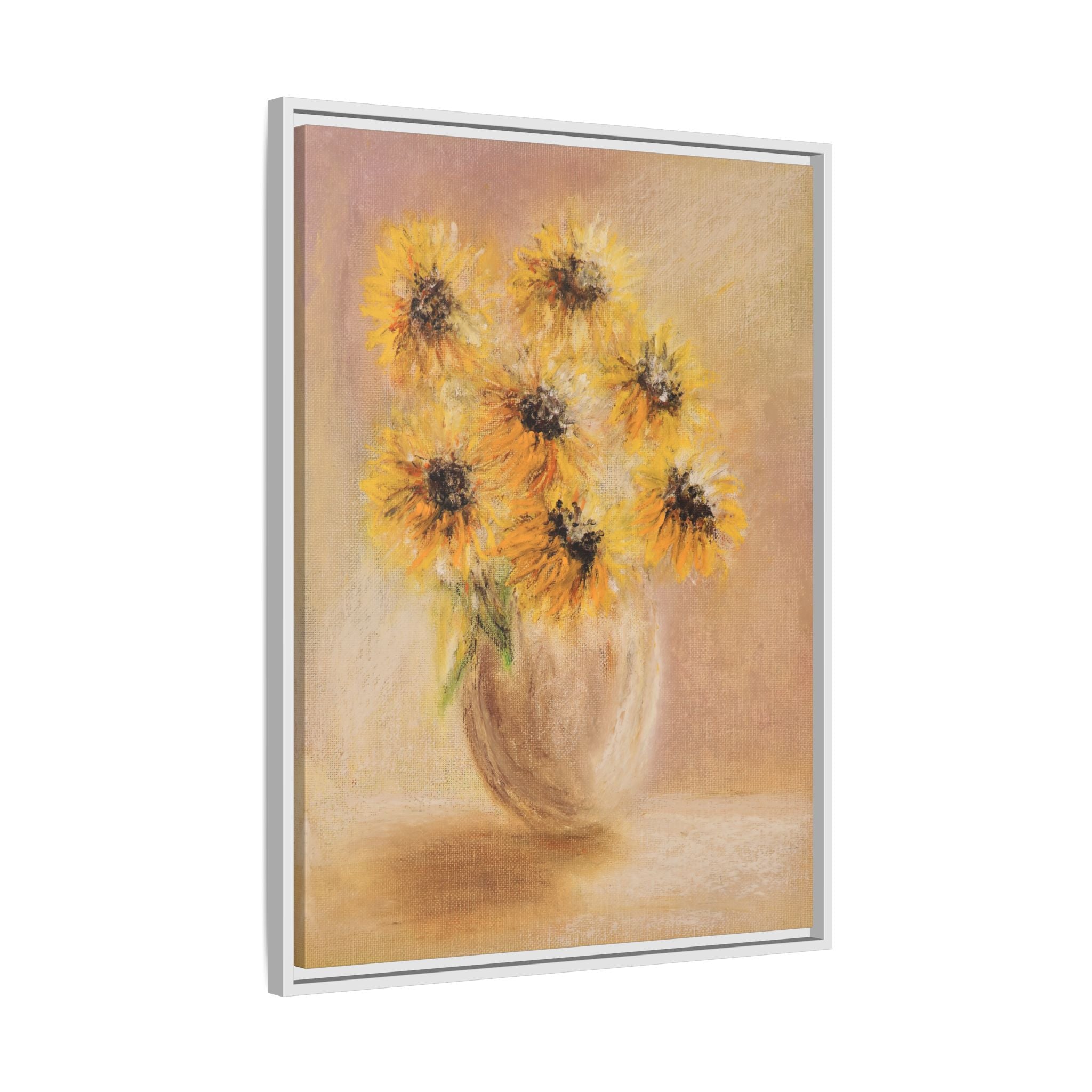 Framed Sunflower Vase — Matte Canvas Wall Art