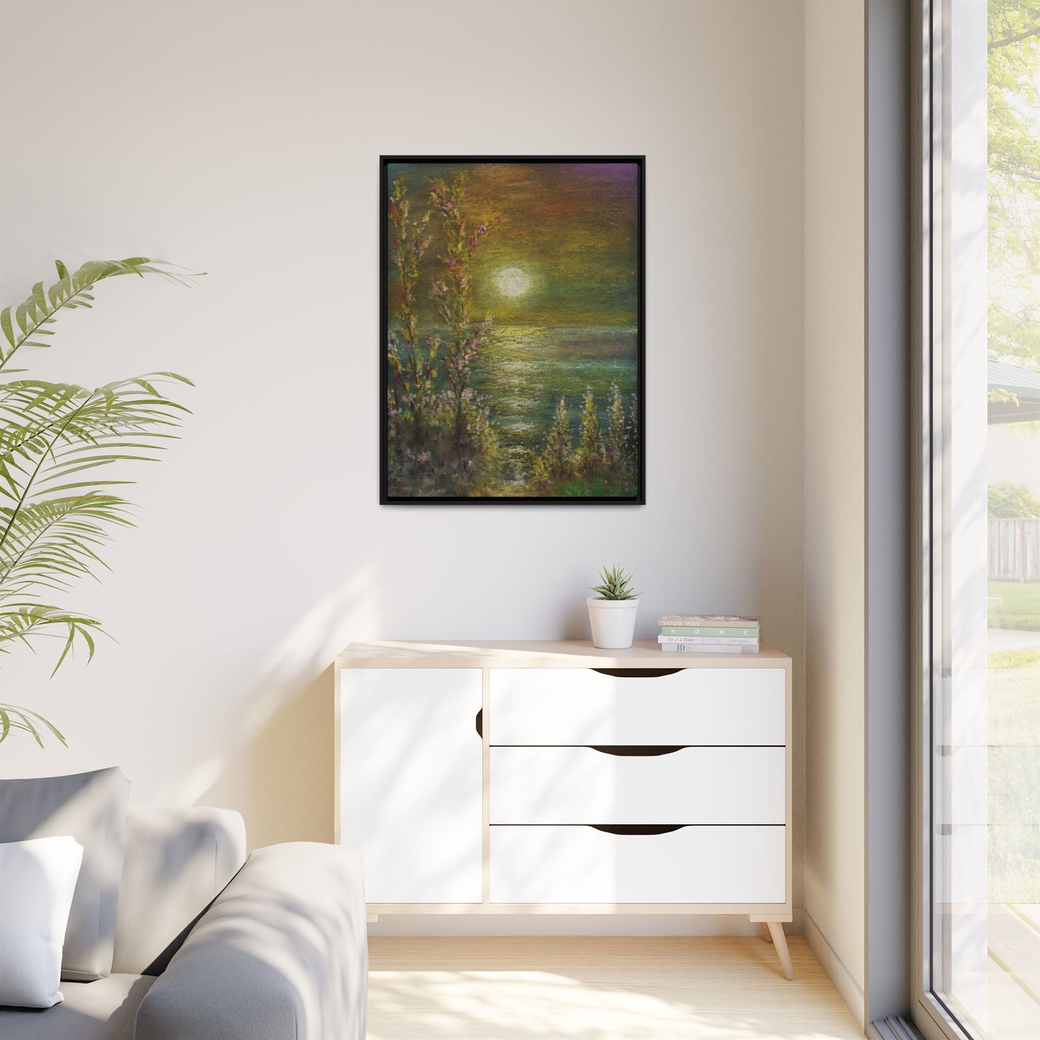Framed Matte Canvas Print — Tranquil Moonlit Seascape